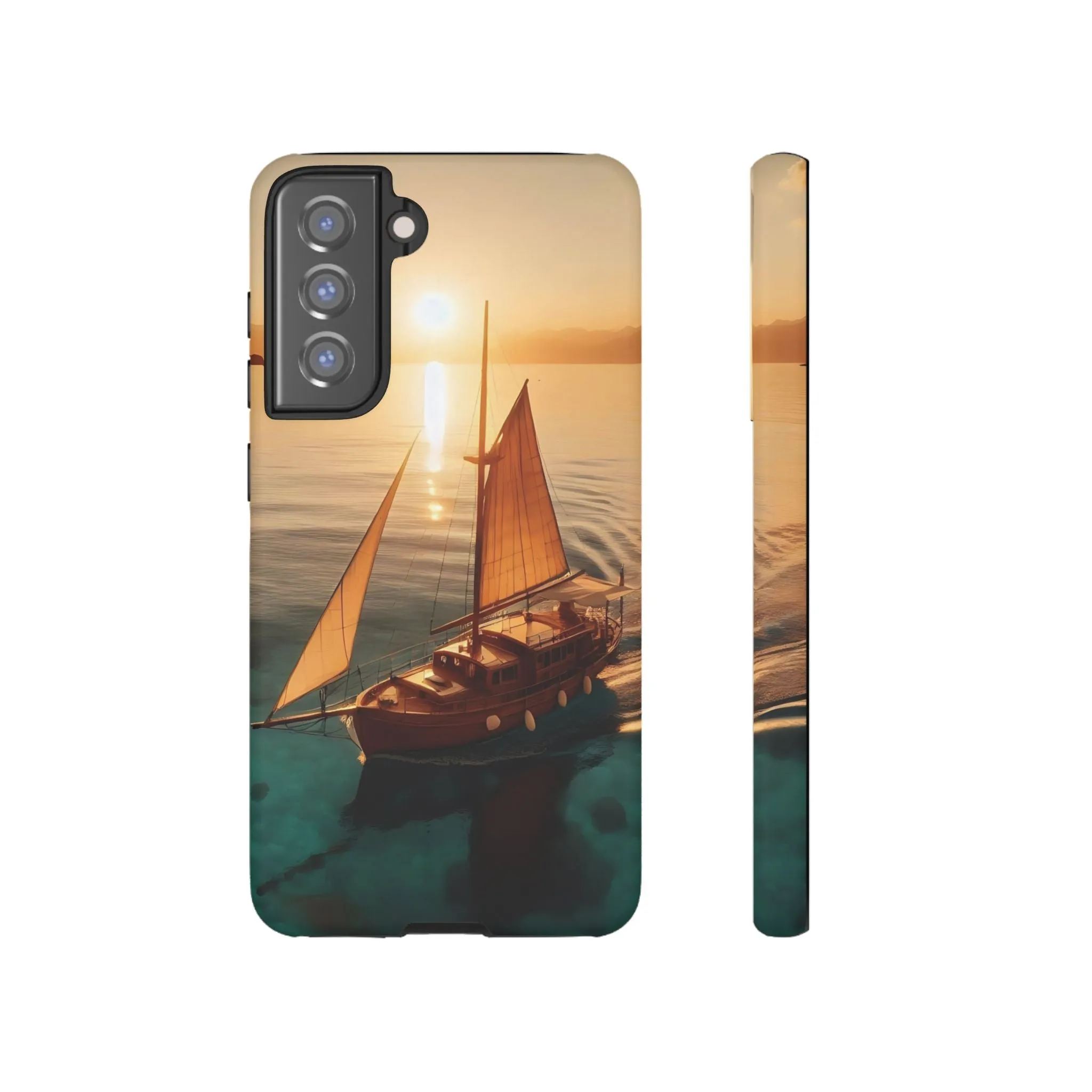 Sailing boat and sunset on a clear seaTough Cases