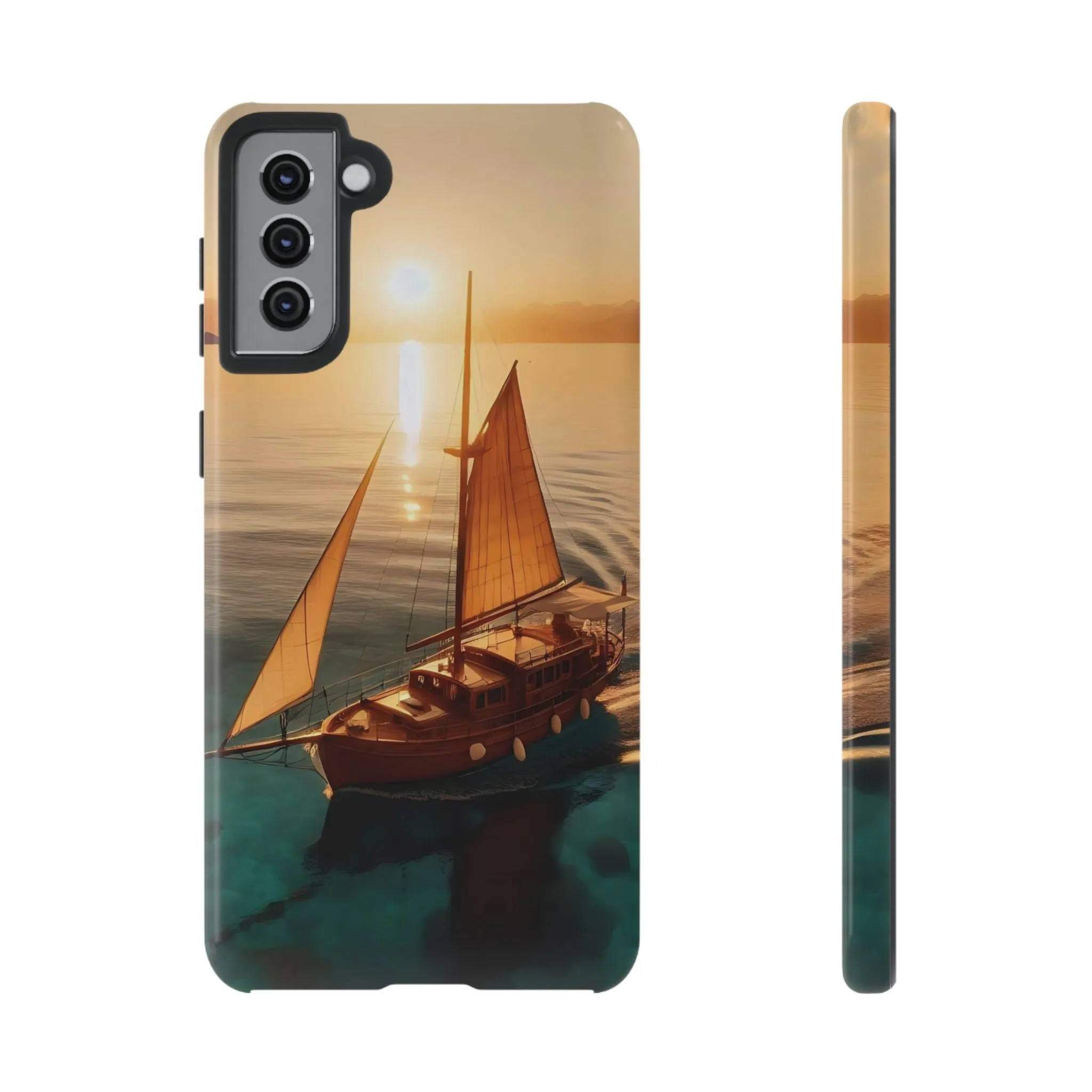 Sailing boat and sunset on a clear seaTough Cases