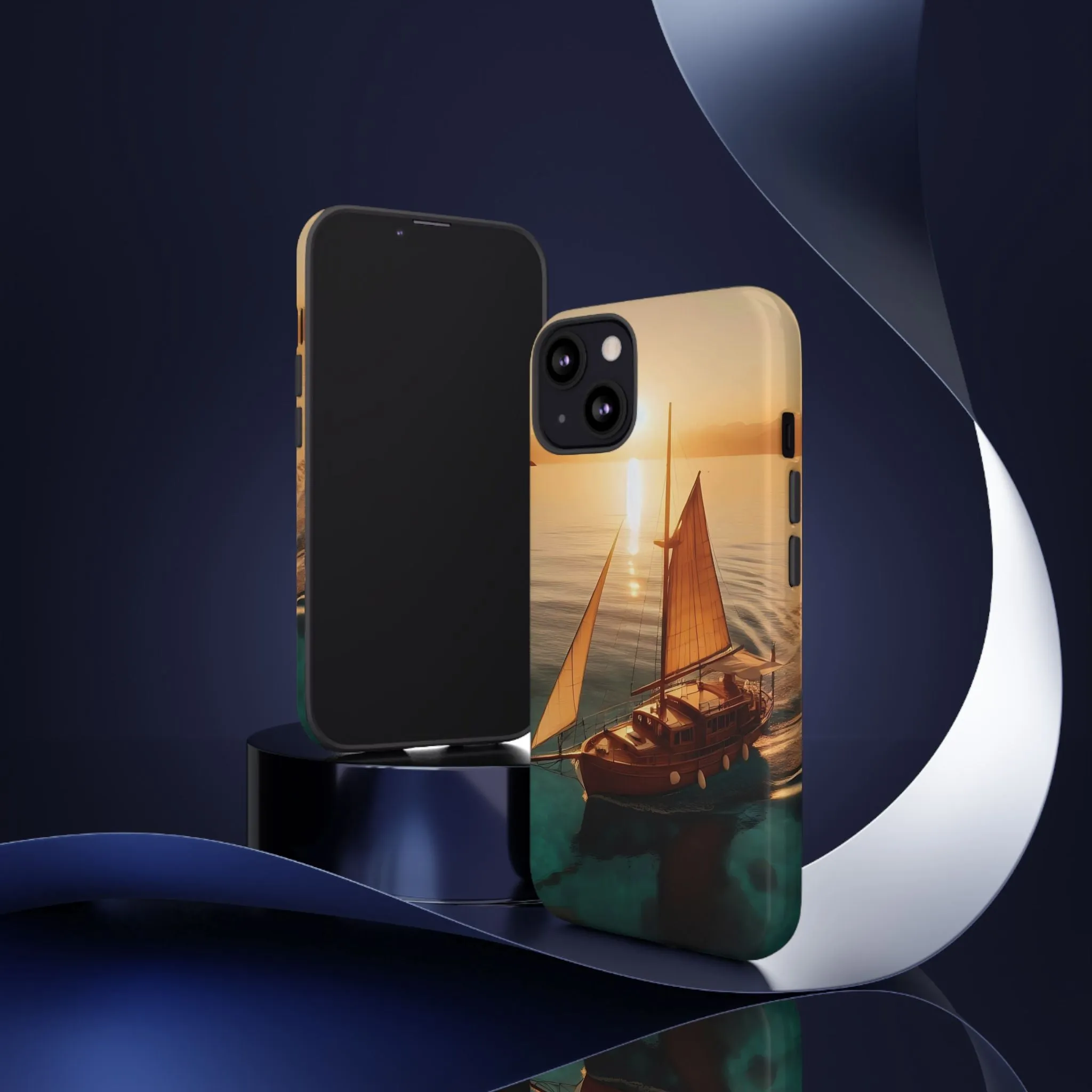 Sailing boat and sunset on a clear seaTough Cases