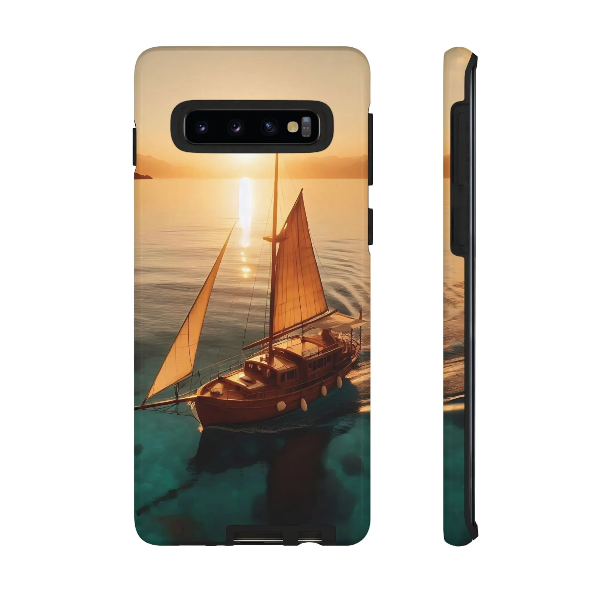 Sailing boat and sunset on a clear seaTough Cases