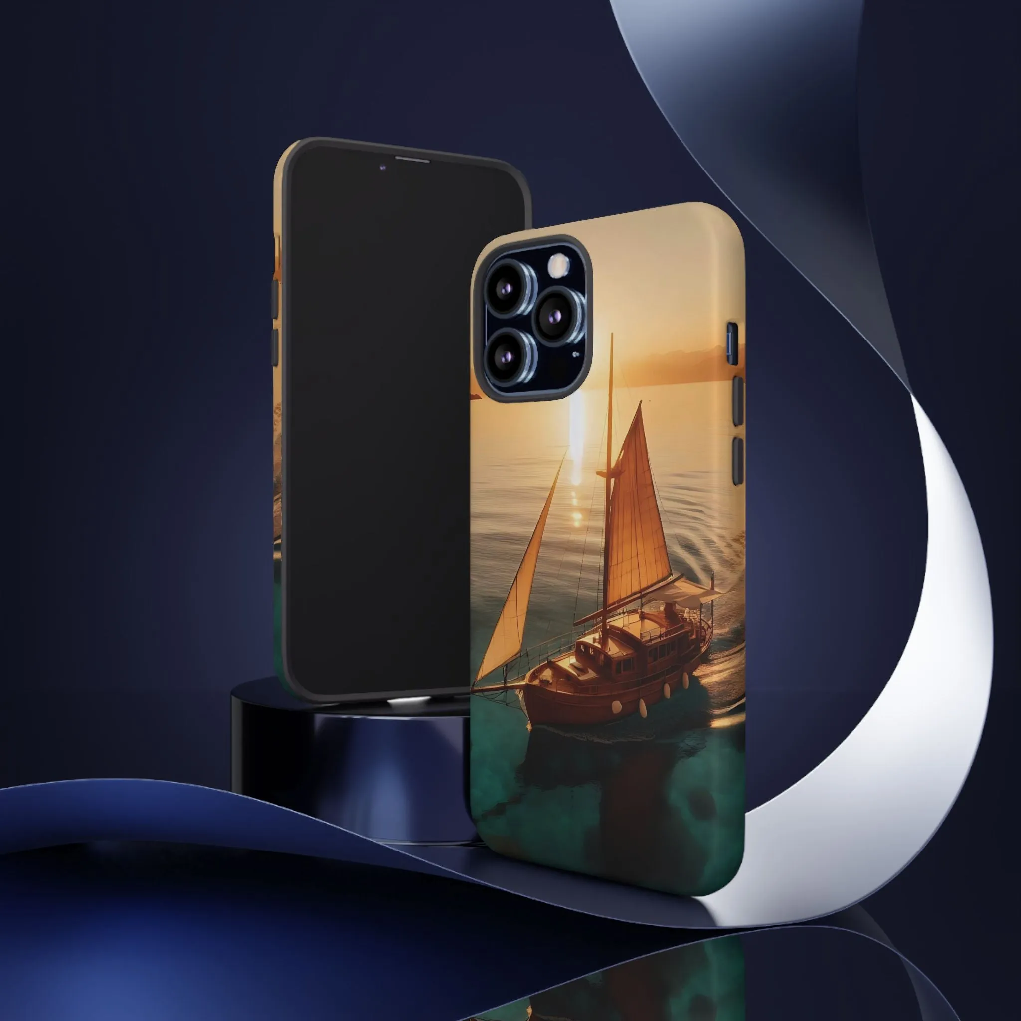 Sailing boat and sunset on a clear seaTough Cases