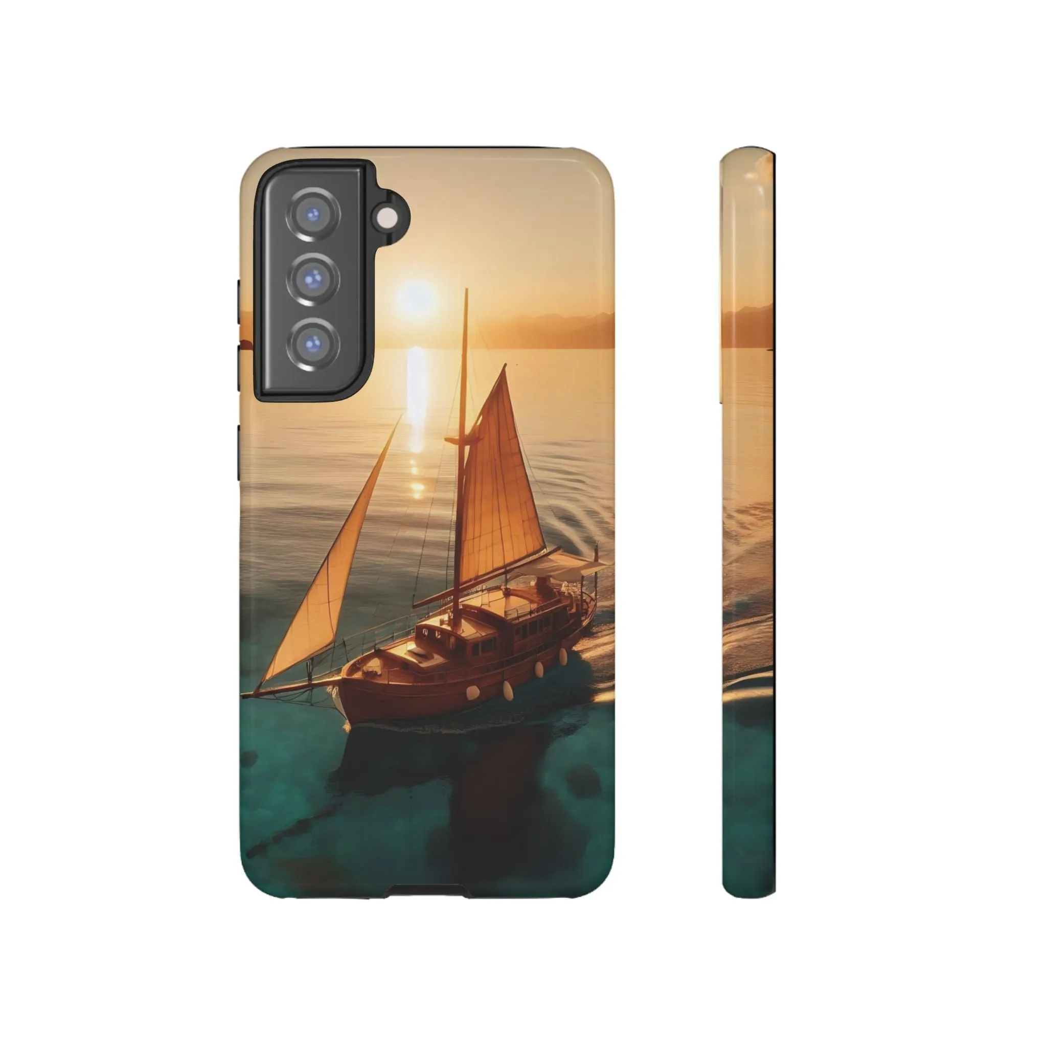 Sailing boat and sunset on a clear seaTough Cases