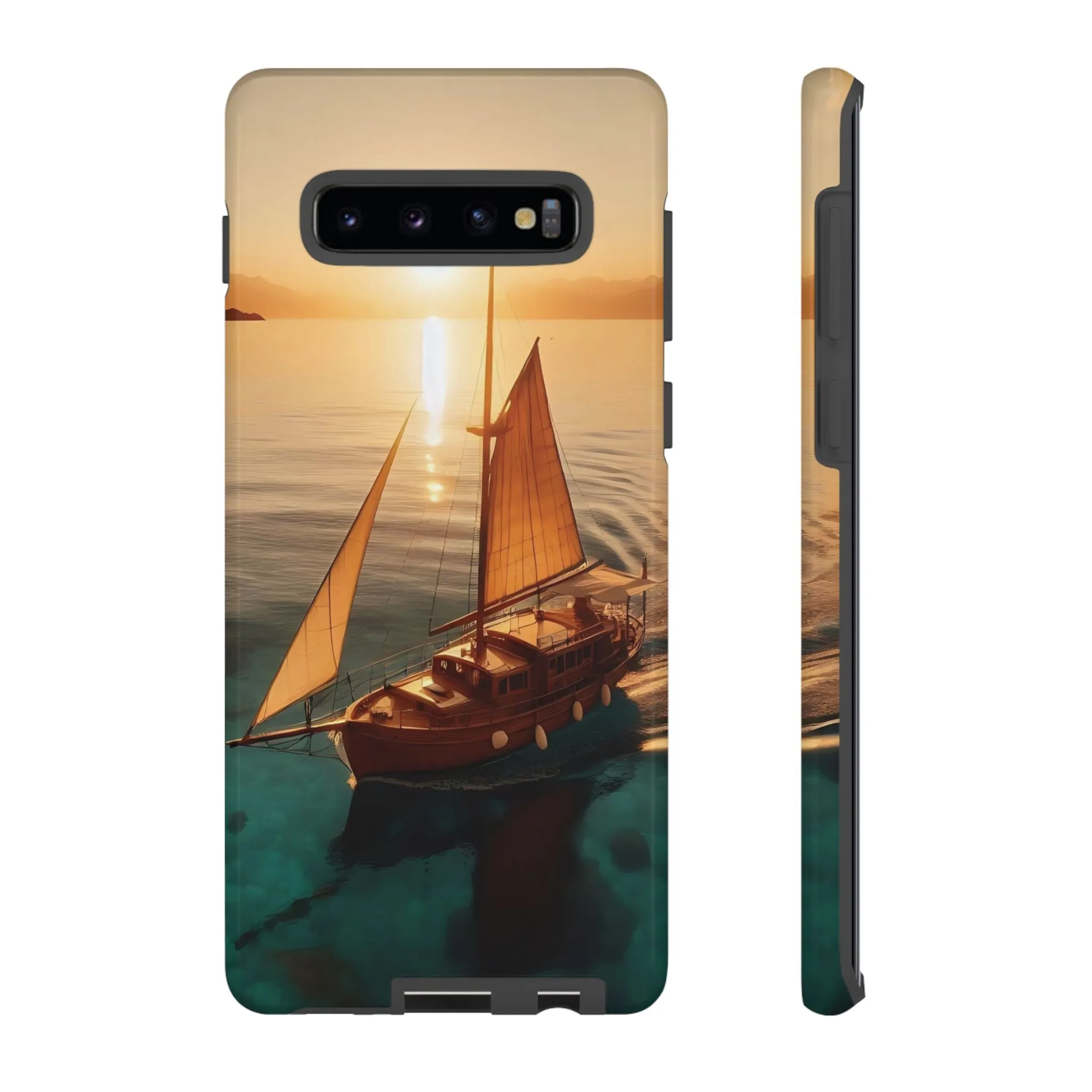 Sailing boat and sunset on a clear seaTough Cases