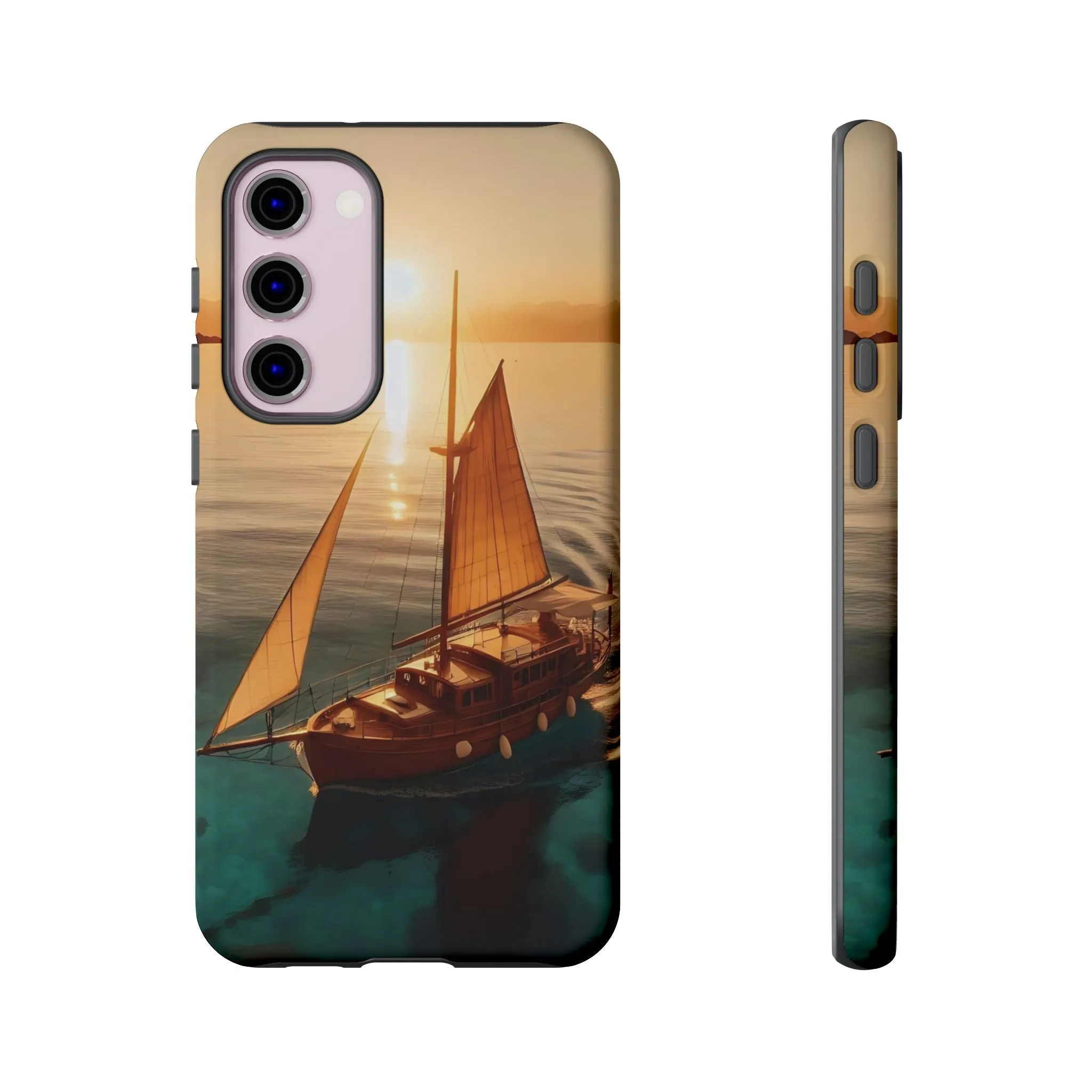 Sailing boat and sunset on a clear seaTough Cases