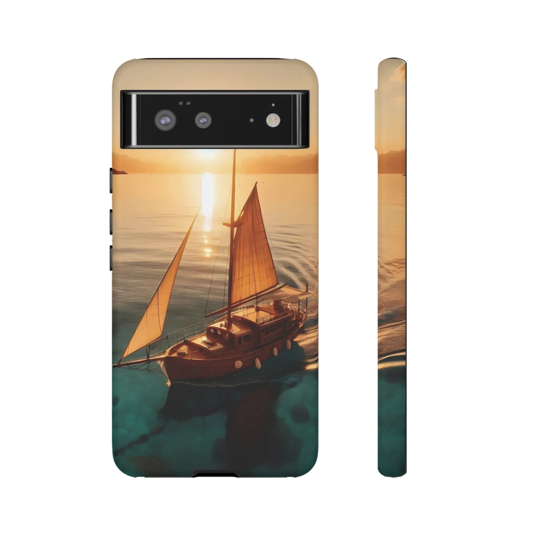 Sailing boat and sunset on a clear seaTough Cases