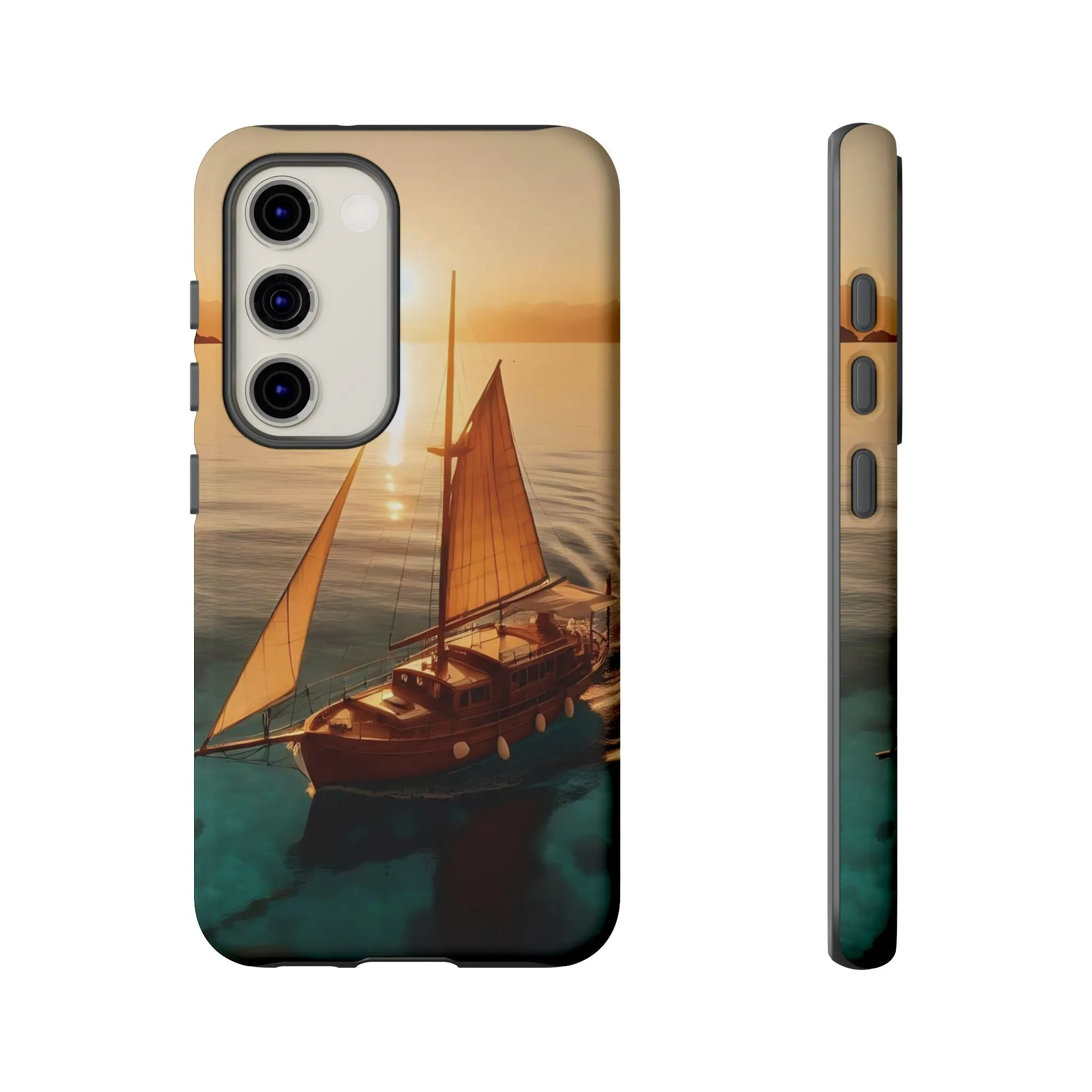 Sailing boat and sunset on a clear seaTough Cases