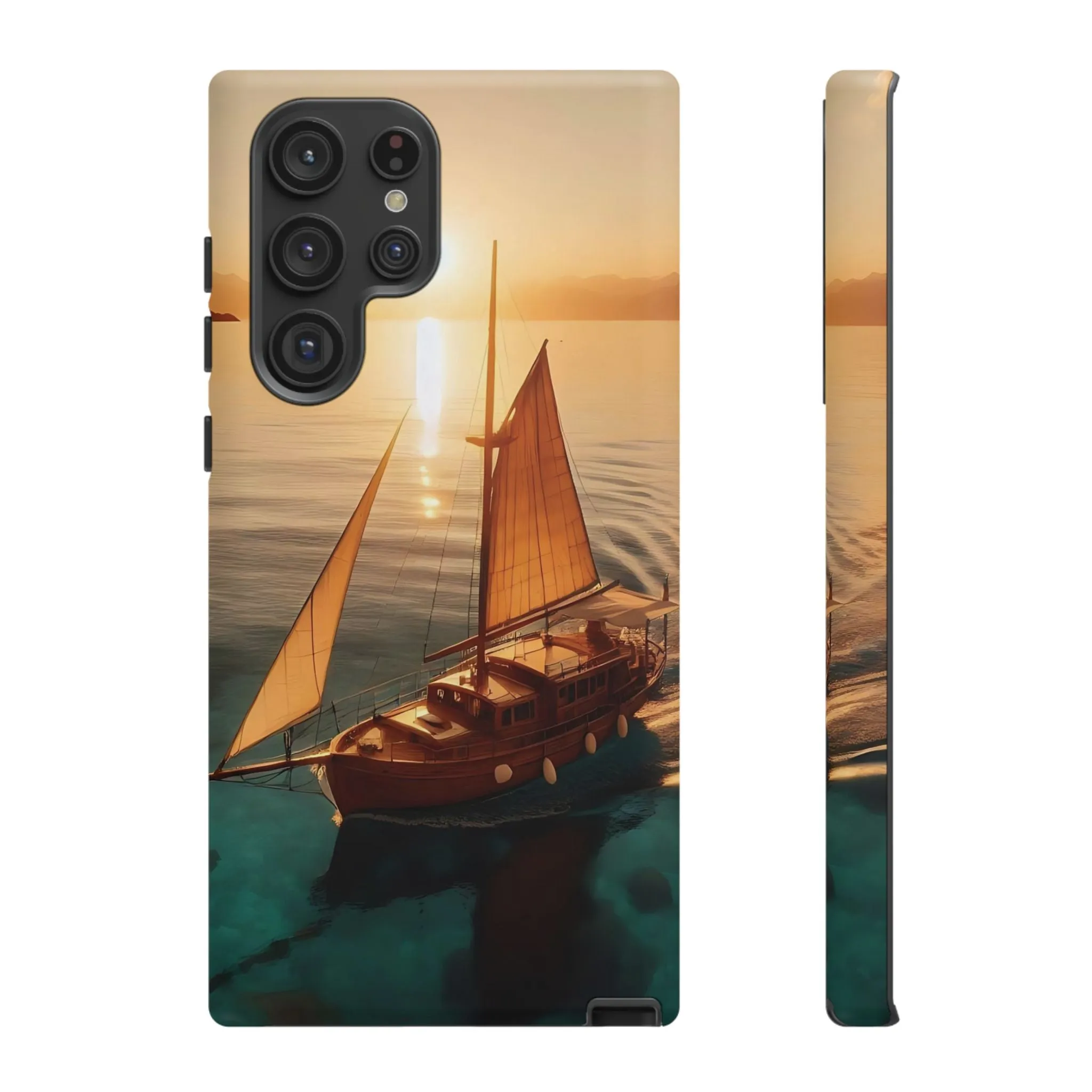 Sailing boat and sunset on a clear seaTough Cases