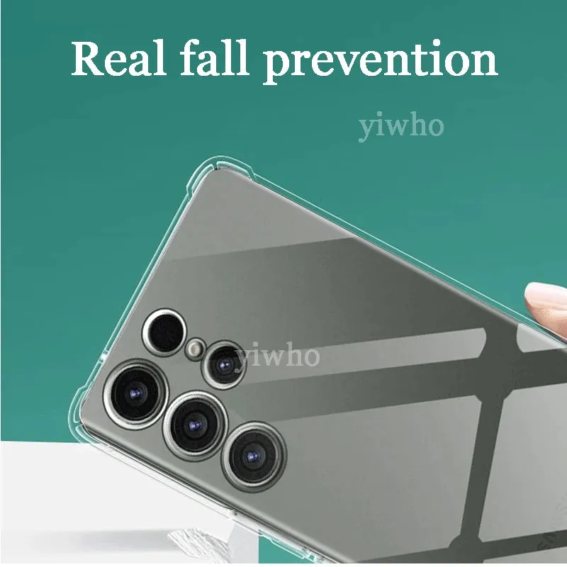 Shockproof Clear Silicone Soft Back Case For Samsung S24 S23 S22 S21 Ultra Plus Note20