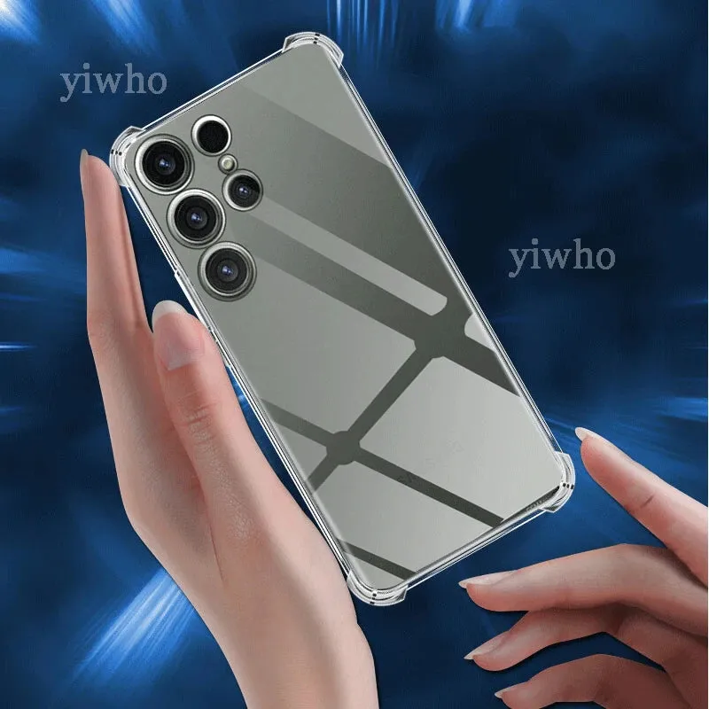 Shockproof Clear Silicone Soft Back Case For Samsung S24 S23 S22 S21 Ultra Plus Note20