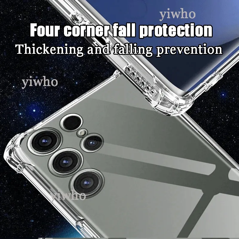 Shockproof Clear Silicone Soft Back Case For Samsung S24 S23 S22 S21 Ultra Plus Note20