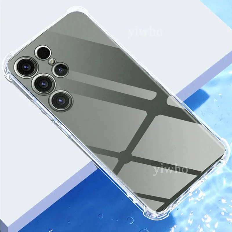 Shockproof Clear Silicone Soft Back Case For Samsung S24 S23 S22 S21 Ultra Plus Note20