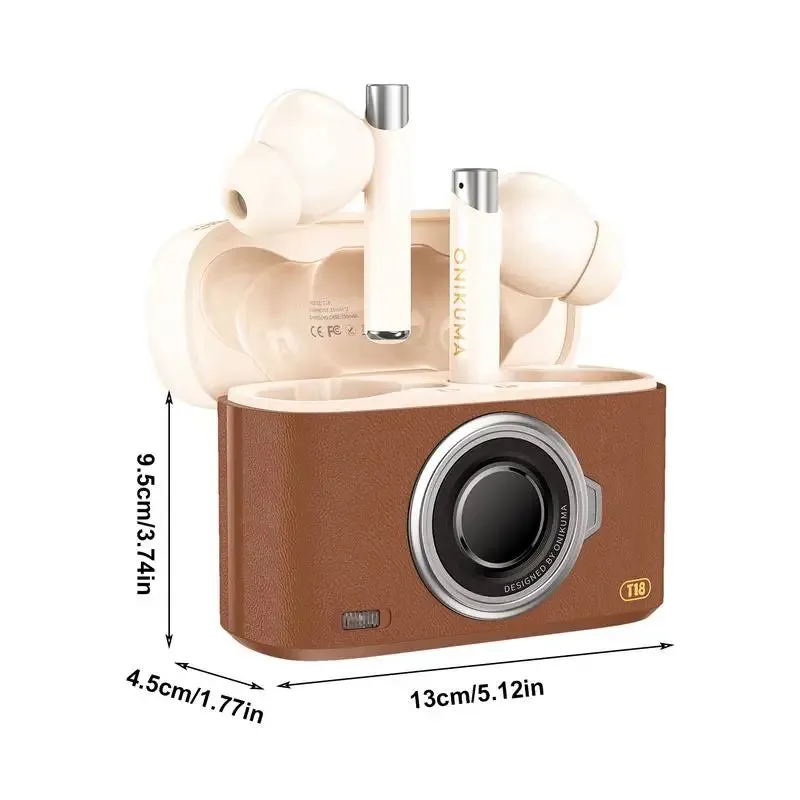 T18 Wireless Bluetooth Earbuds with Camera Style Charging Case Noise Canceling Waterproof