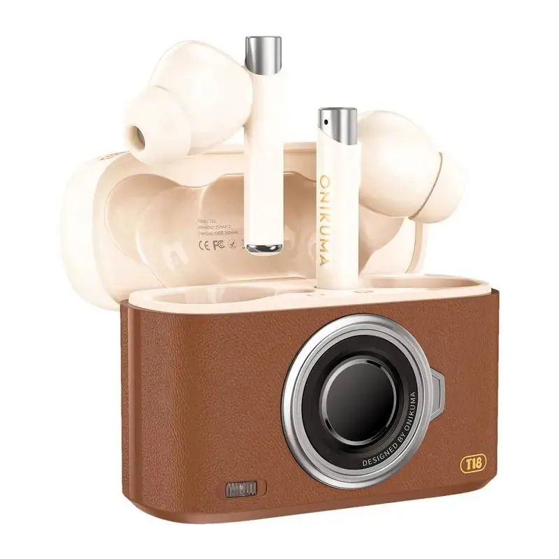 T18 Wireless Bluetooth Earbuds with Camera Style Charging Case Noise Canceling Waterproof