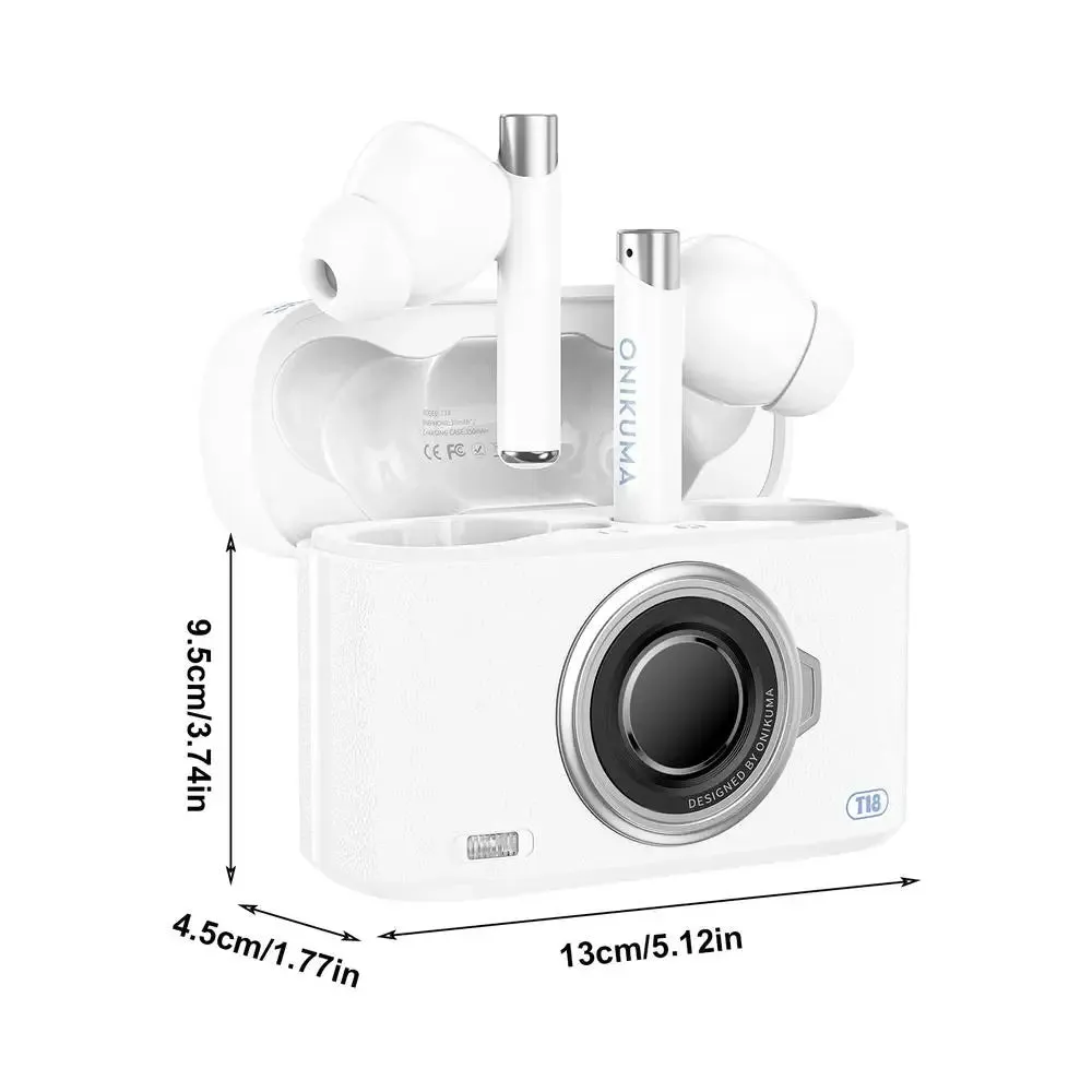T18 Wireless Bluetooth Earbuds with Camera Style Charging Case Noise Canceling Waterproof