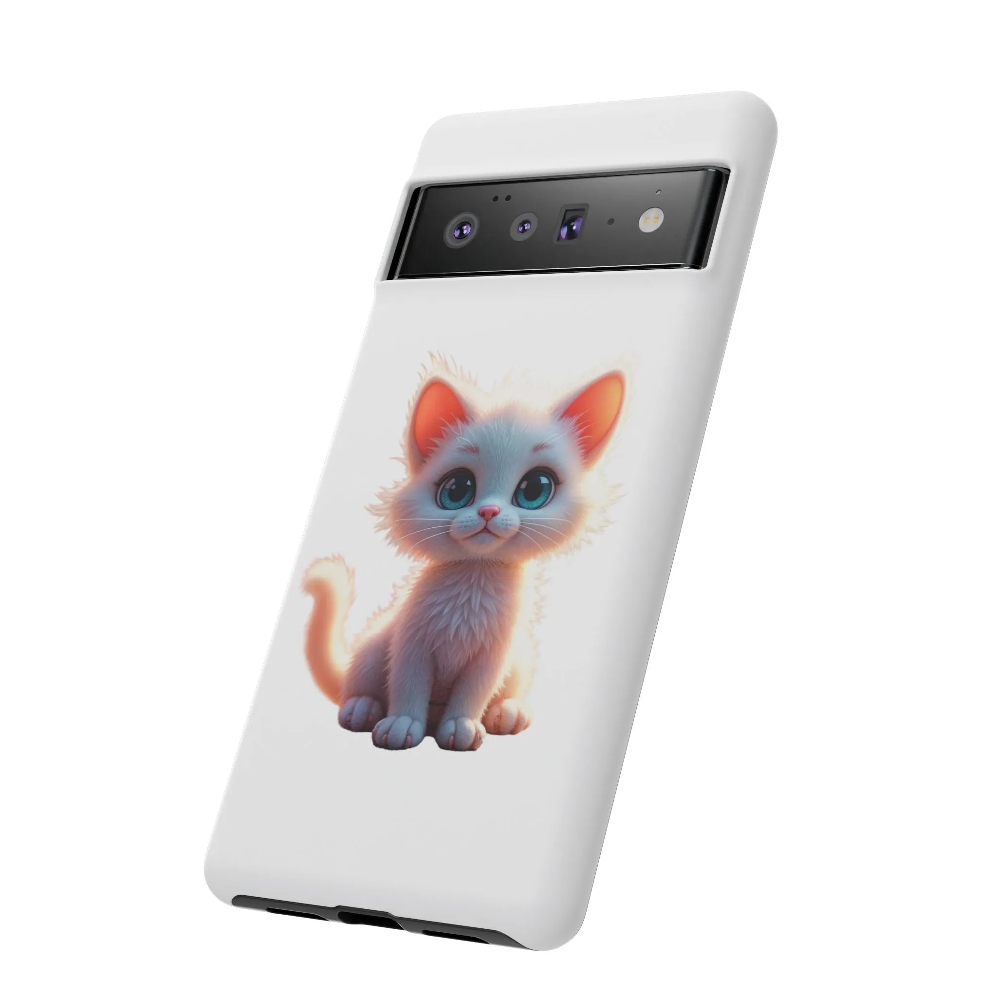 Tough Cases -  iPhone, Samsung Galaxy, and Google Pixel devices with premium-quality custom protective phone cases. A cute white kitten sitting up with blue eyes