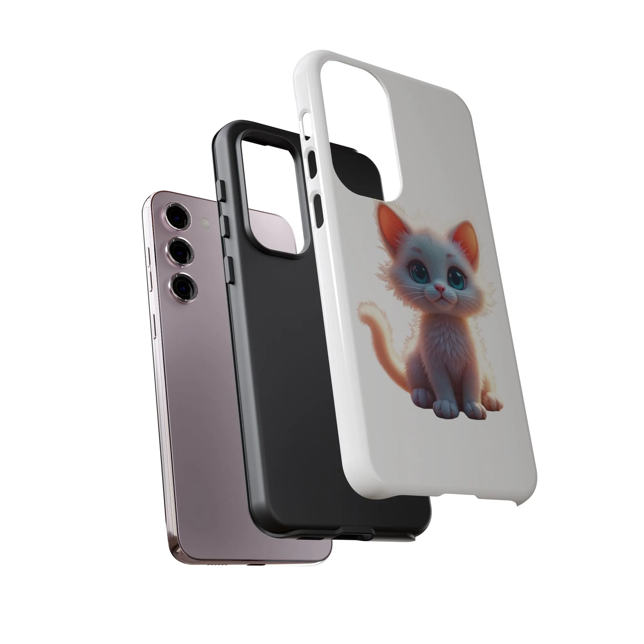Tough Cases -  iPhone, Samsung Galaxy, and Google Pixel devices with premium-quality custom protective phone cases. A cute white kitten sitting up with blue eyes