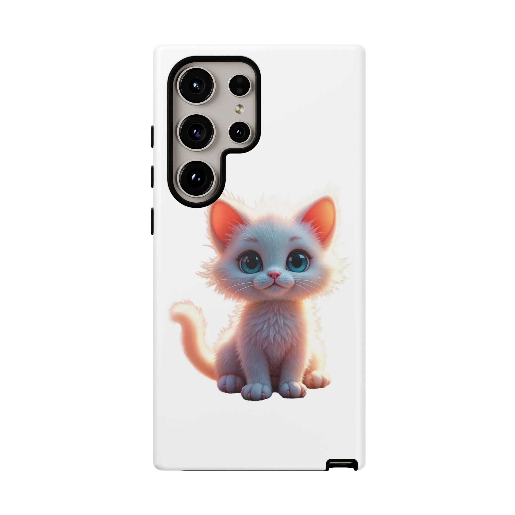 Tough Cases -  iPhone, Samsung Galaxy, and Google Pixel devices with premium-quality custom protective phone cases. A cute white kitten sitting up with blue eyes