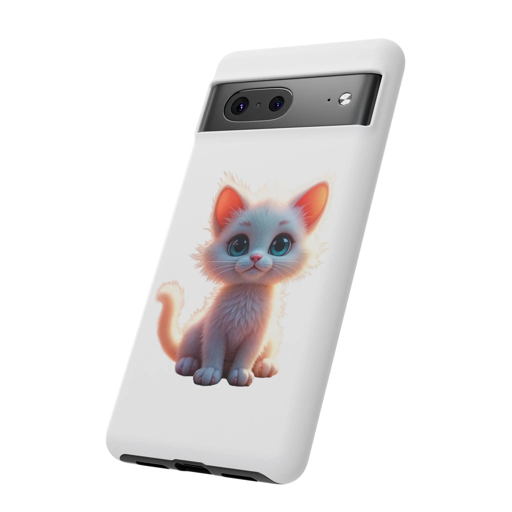 Tough Cases -  iPhone, Samsung Galaxy, and Google Pixel devices with premium-quality custom protective phone cases. A cute white kitten sitting up with blue eyes