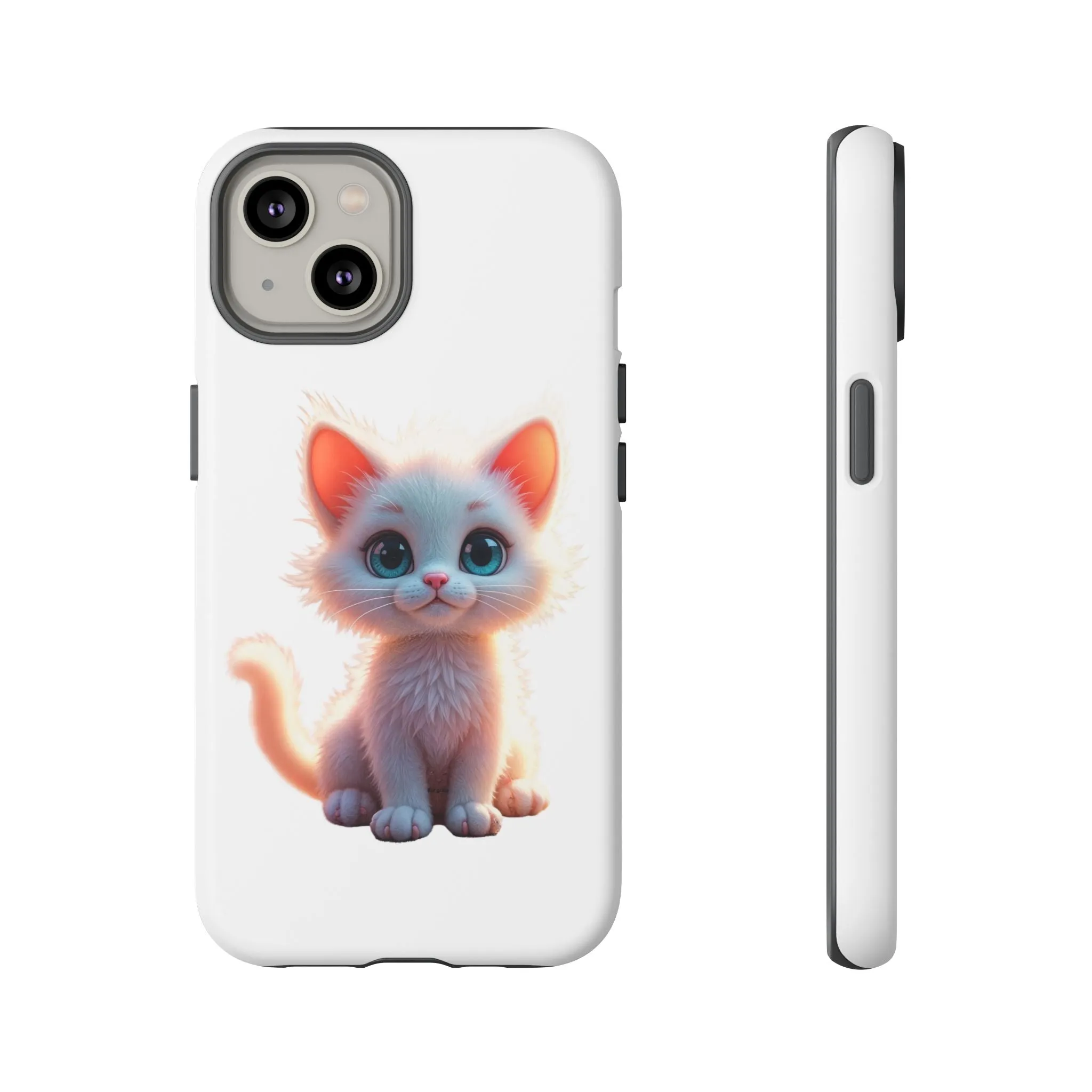 Tough Cases -  iPhone, Samsung Galaxy, and Google Pixel devices with premium-quality custom protective phone cases. A cute white kitten sitting up with blue eyes