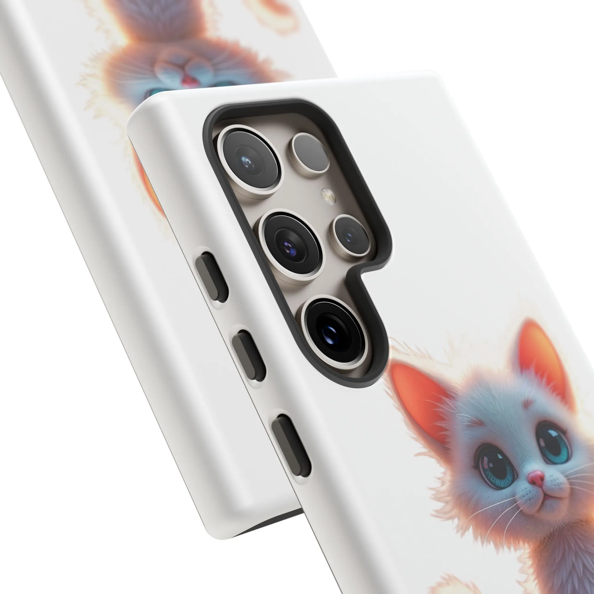 Tough Cases -  iPhone, Samsung Galaxy, and Google Pixel devices with premium-quality custom protective phone cases. A cute white kitten sitting up with blue eyes