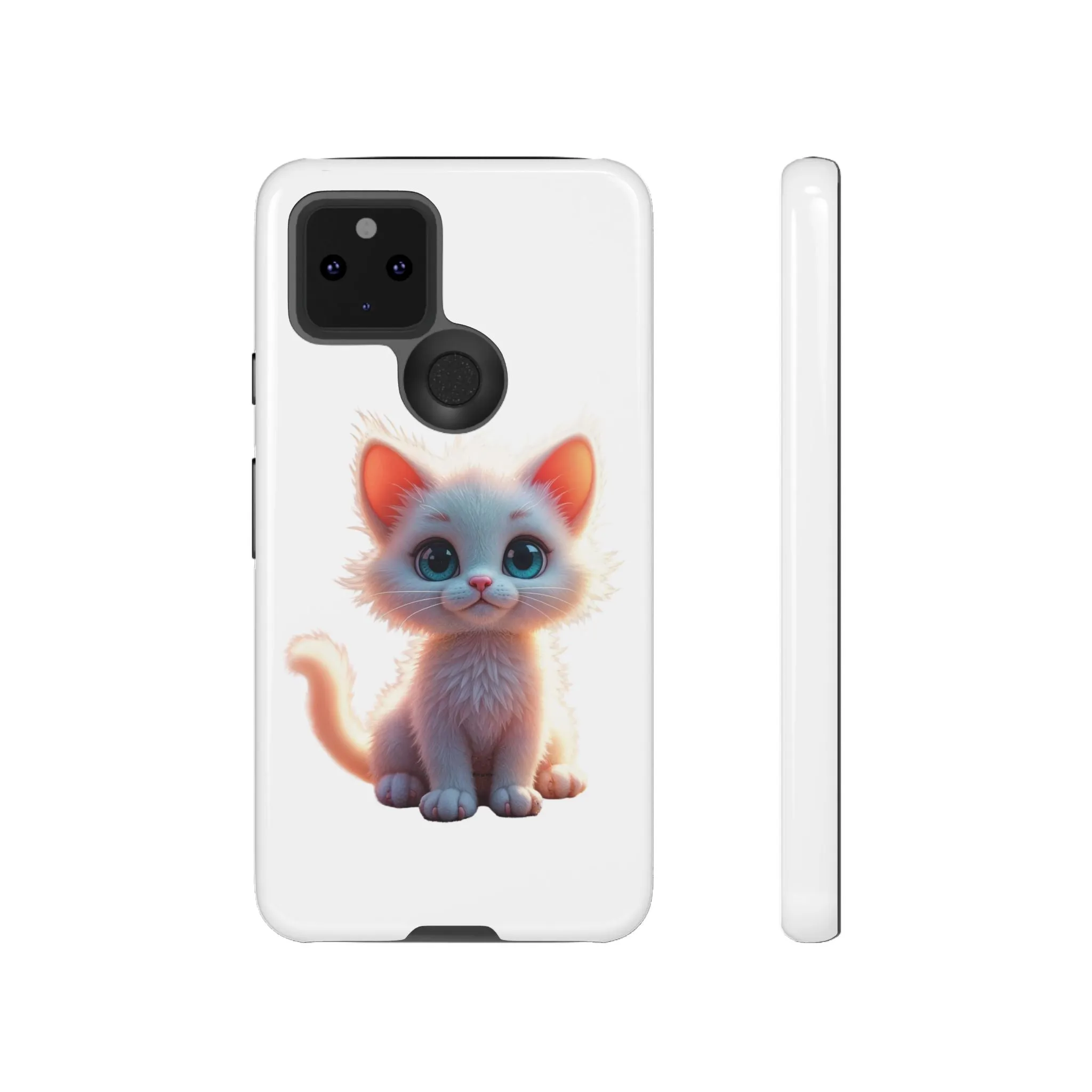 Tough Cases -  iPhone, Samsung Galaxy, and Google Pixel devices with premium-quality custom protective phone cases. A cute white kitten sitting up with blue eyes