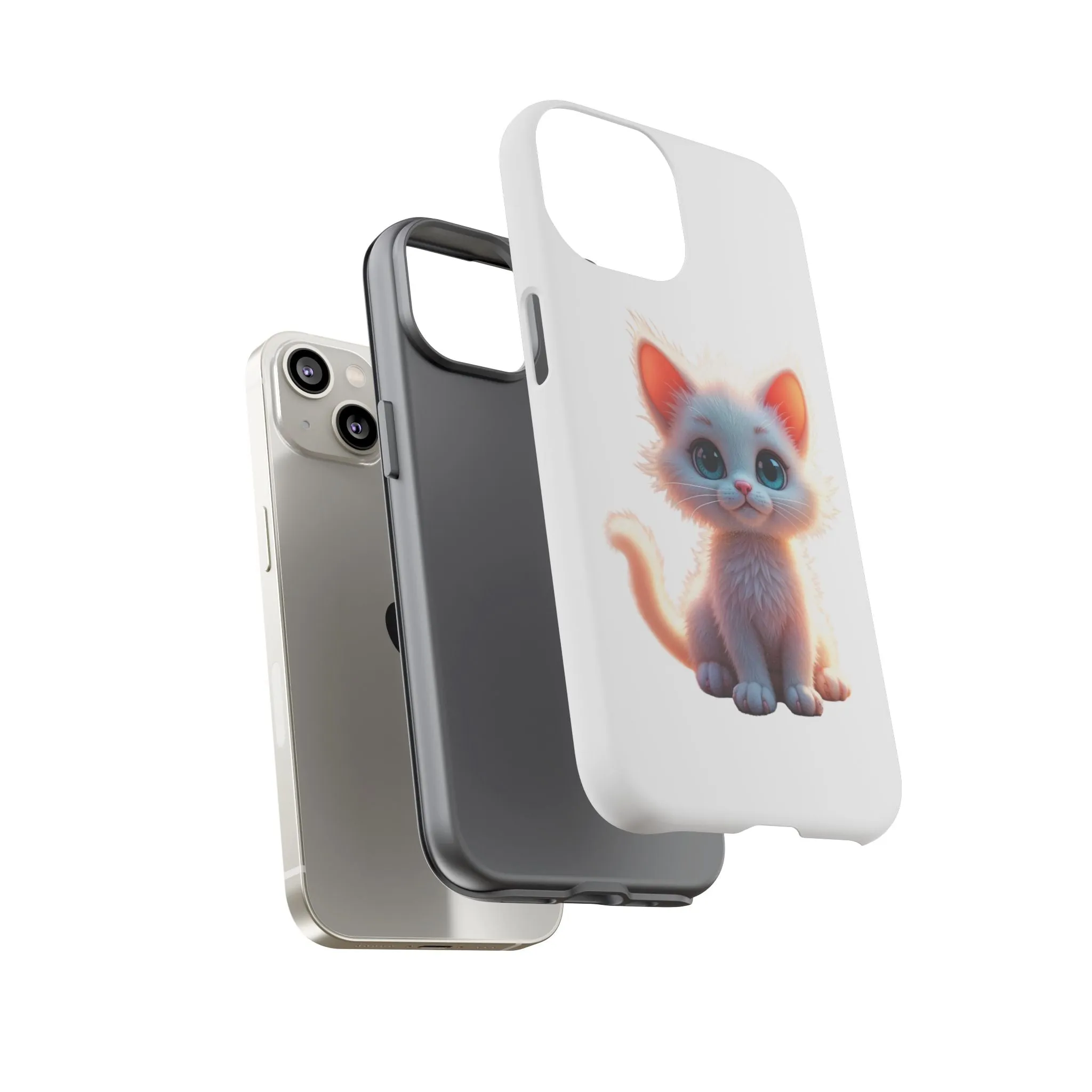 Tough Cases -  iPhone, Samsung Galaxy, and Google Pixel devices with premium-quality custom protective phone cases. A cute white kitten sitting up with blue eyes