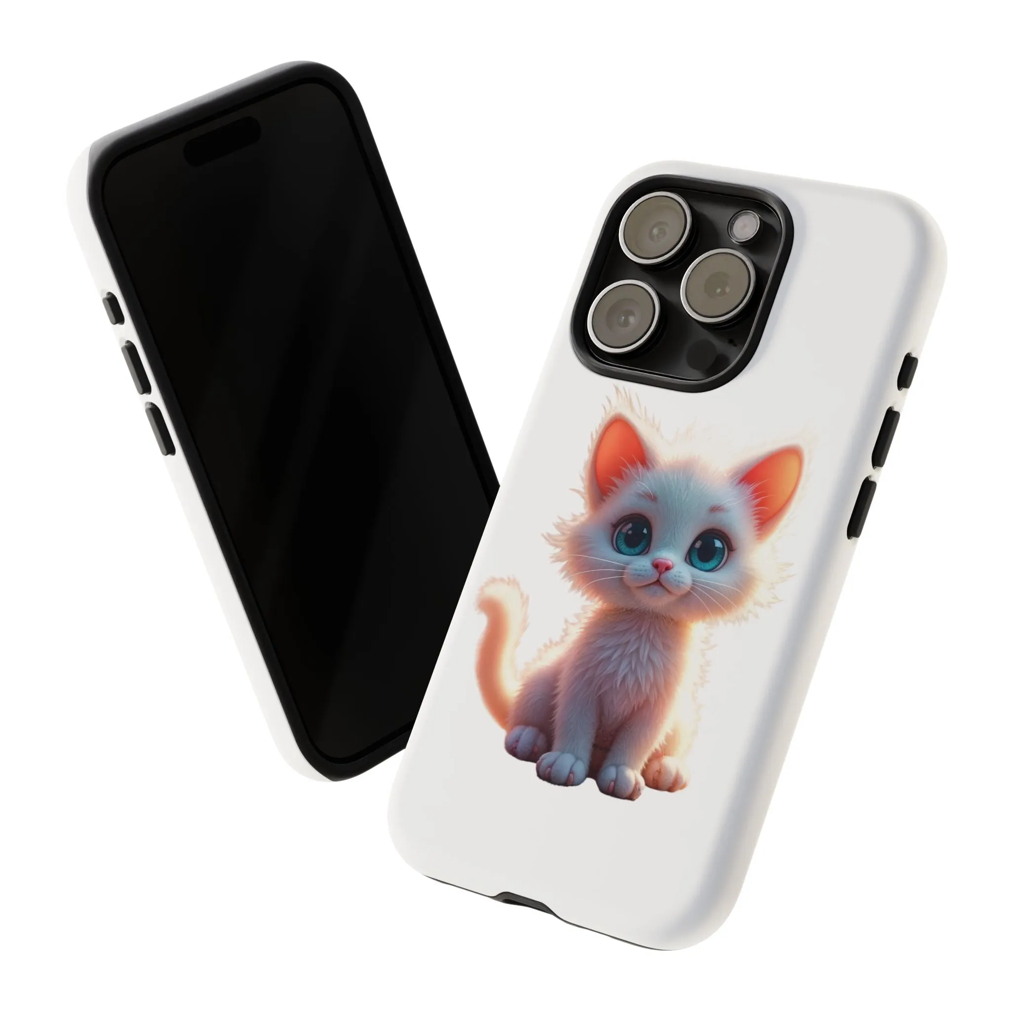 Tough Cases -  iPhone, Samsung Galaxy, and Google Pixel devices with premium-quality custom protective phone cases. A cute white kitten sitting up with blue eyes