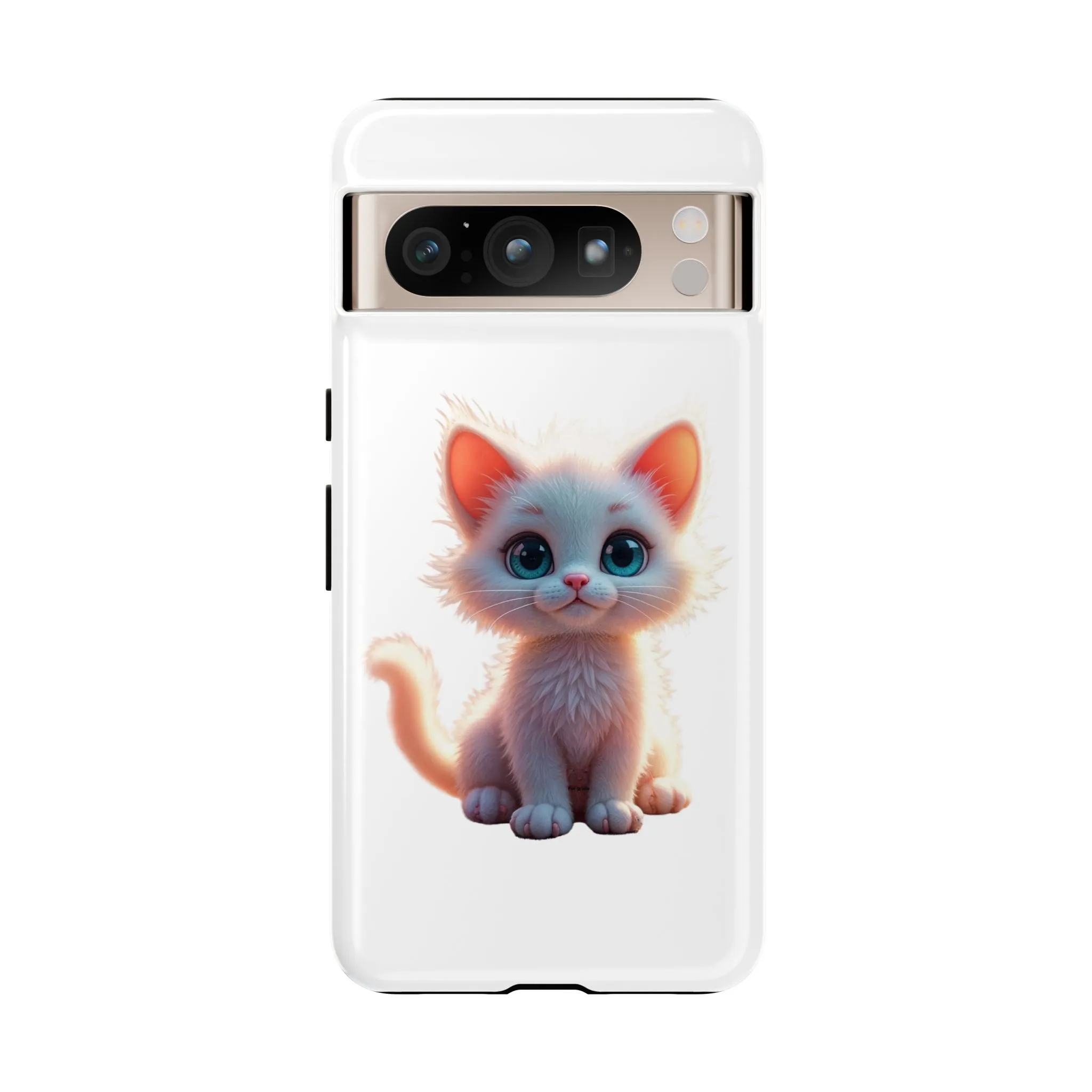 Tough Cases -  iPhone, Samsung Galaxy, and Google Pixel devices with premium-quality custom protective phone cases. A cute white kitten sitting up with blue eyes