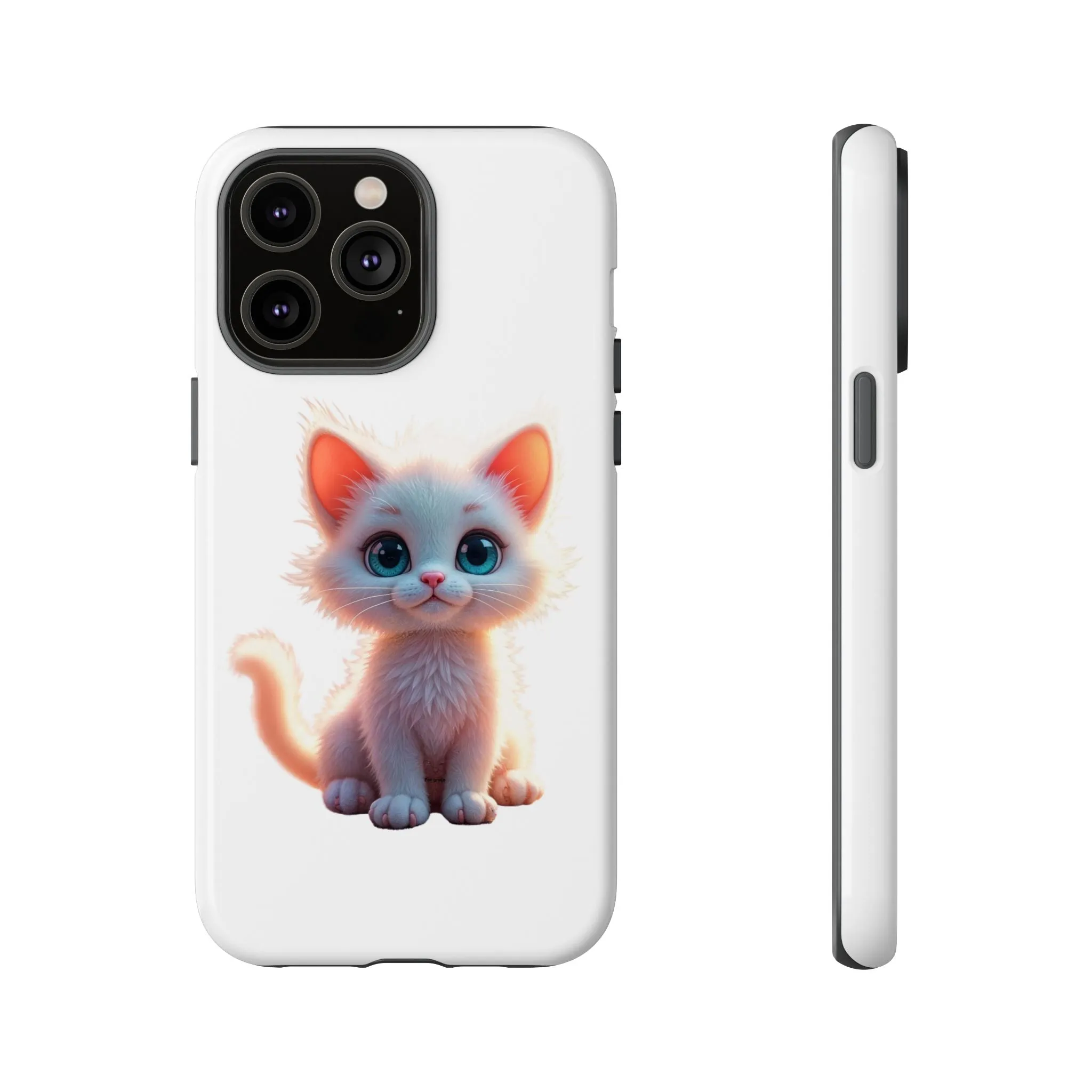 Tough Cases -  iPhone, Samsung Galaxy, and Google Pixel devices with premium-quality custom protective phone cases. A cute white kitten sitting up with blue eyes