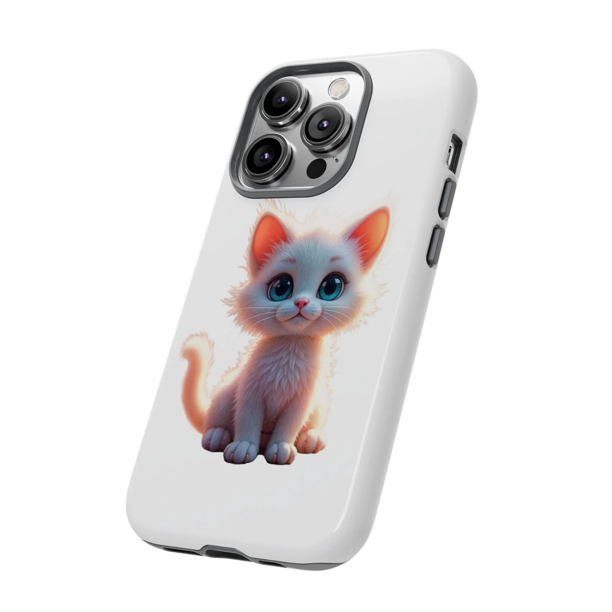 Tough Cases -  iPhone, Samsung Galaxy, and Google Pixel devices with premium-quality custom protective phone cases. A cute white kitten sitting up with blue eyes