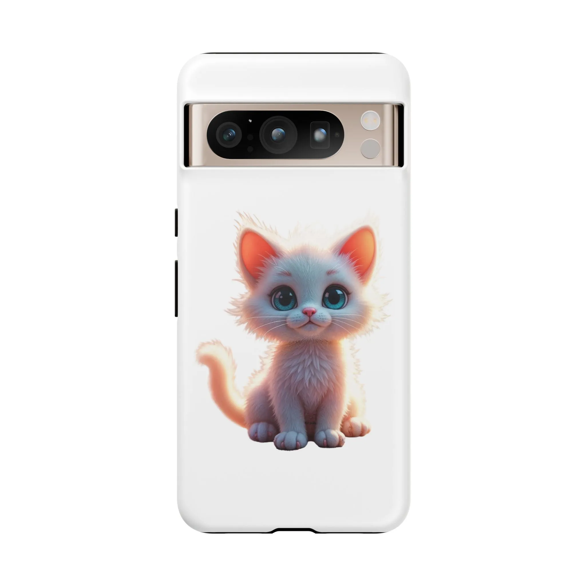 Tough Cases -  iPhone, Samsung Galaxy, and Google Pixel devices with premium-quality custom protective phone cases. A cute white kitten sitting up with blue eyes