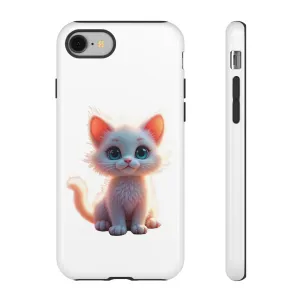 Tough Cases -  iPhone, Samsung Galaxy, and Google Pixel devices with premium-quality custom protective phone cases. A cute white kitten sitting up with blue eyes
