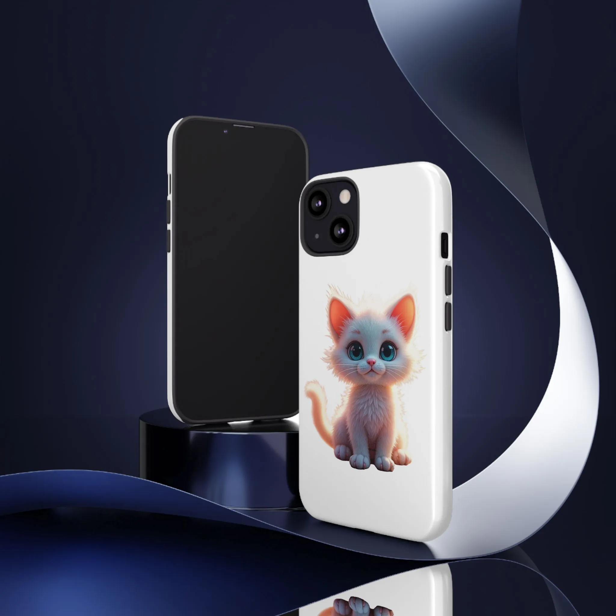 Tough Cases -  iPhone, Samsung Galaxy, and Google Pixel devices with premium-quality custom protective phone cases. A cute white kitten sitting up with blue eyes