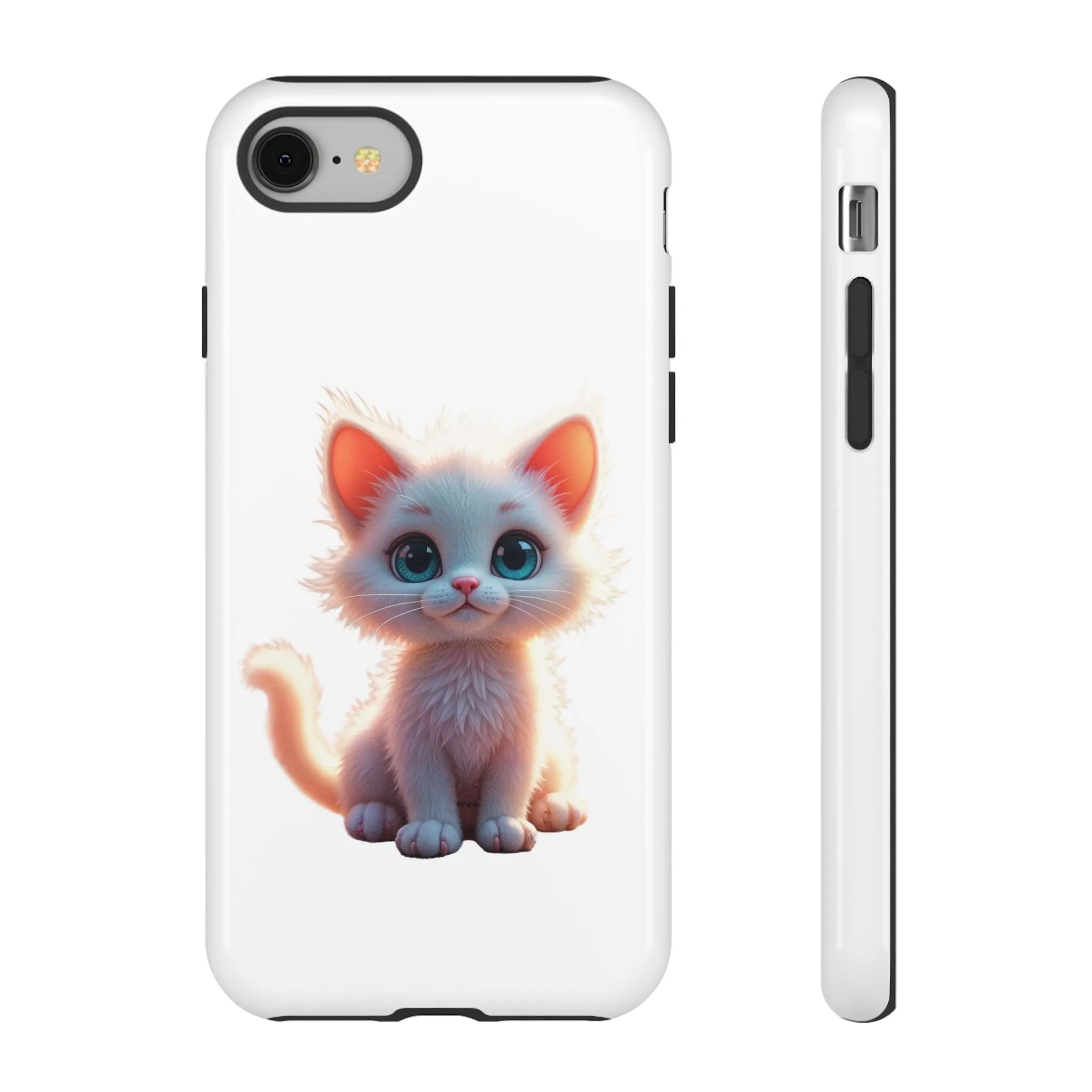 Tough Cases -  iPhone, Samsung Galaxy, and Google Pixel devices with premium-quality custom protective phone cases. A cute white kitten sitting up with blue eyes