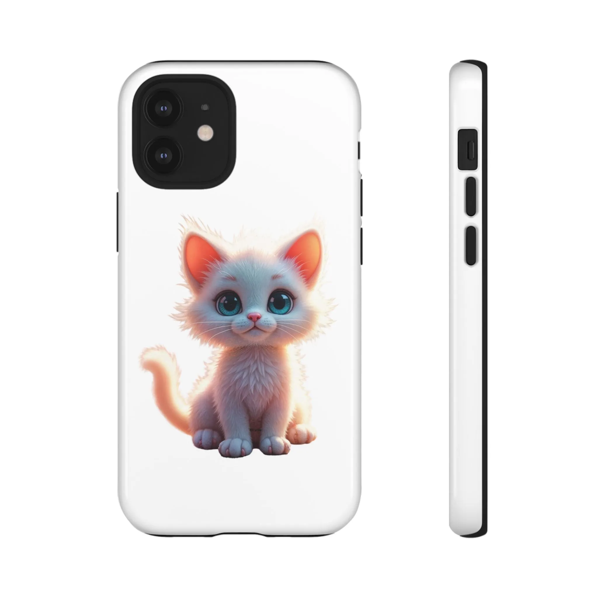 Tough Cases -  iPhone, Samsung Galaxy, and Google Pixel devices with premium-quality custom protective phone cases. A cute white kitten sitting up with blue eyes