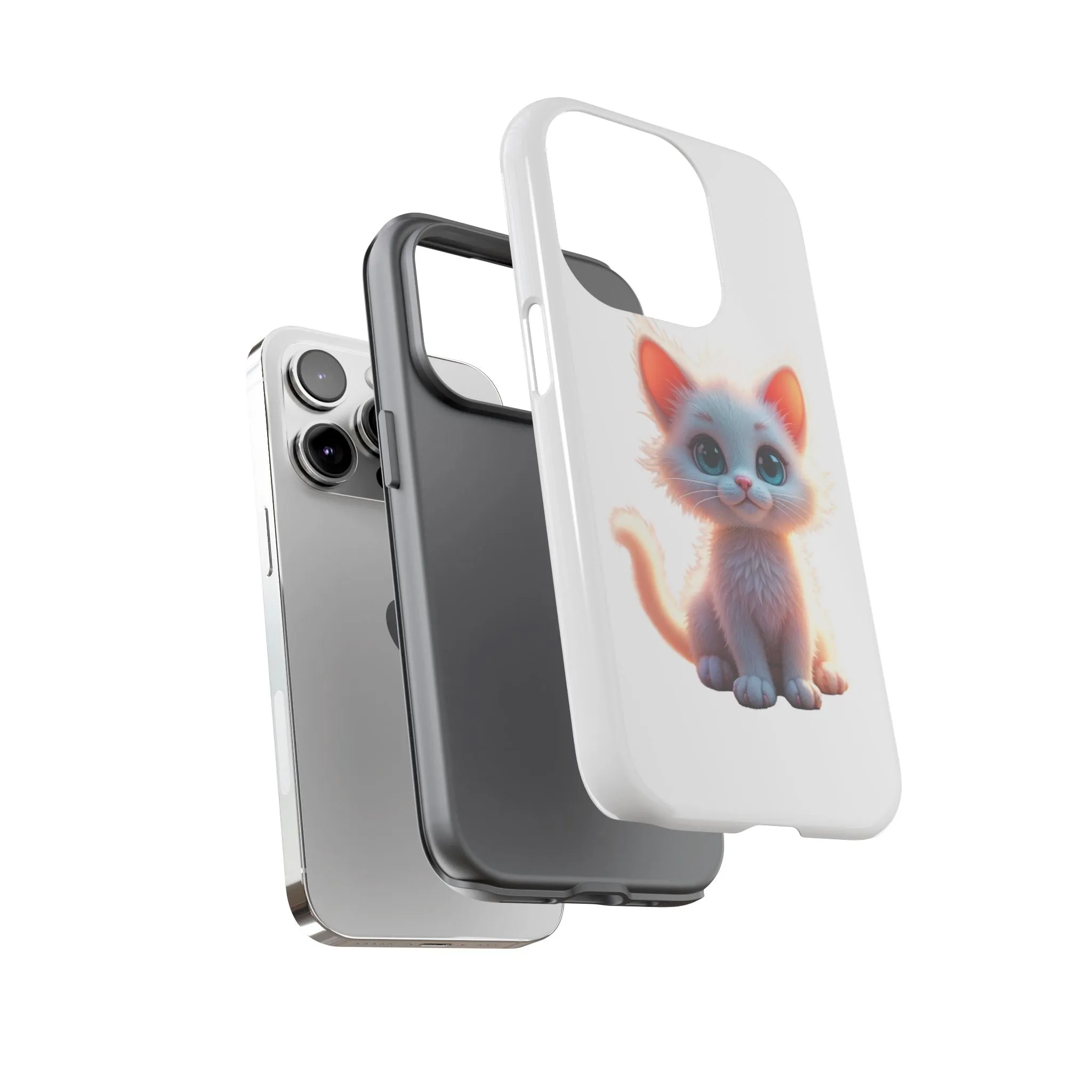 Tough Cases -  iPhone, Samsung Galaxy, and Google Pixel devices with premium-quality custom protective phone cases. A cute white kitten sitting up with blue eyes