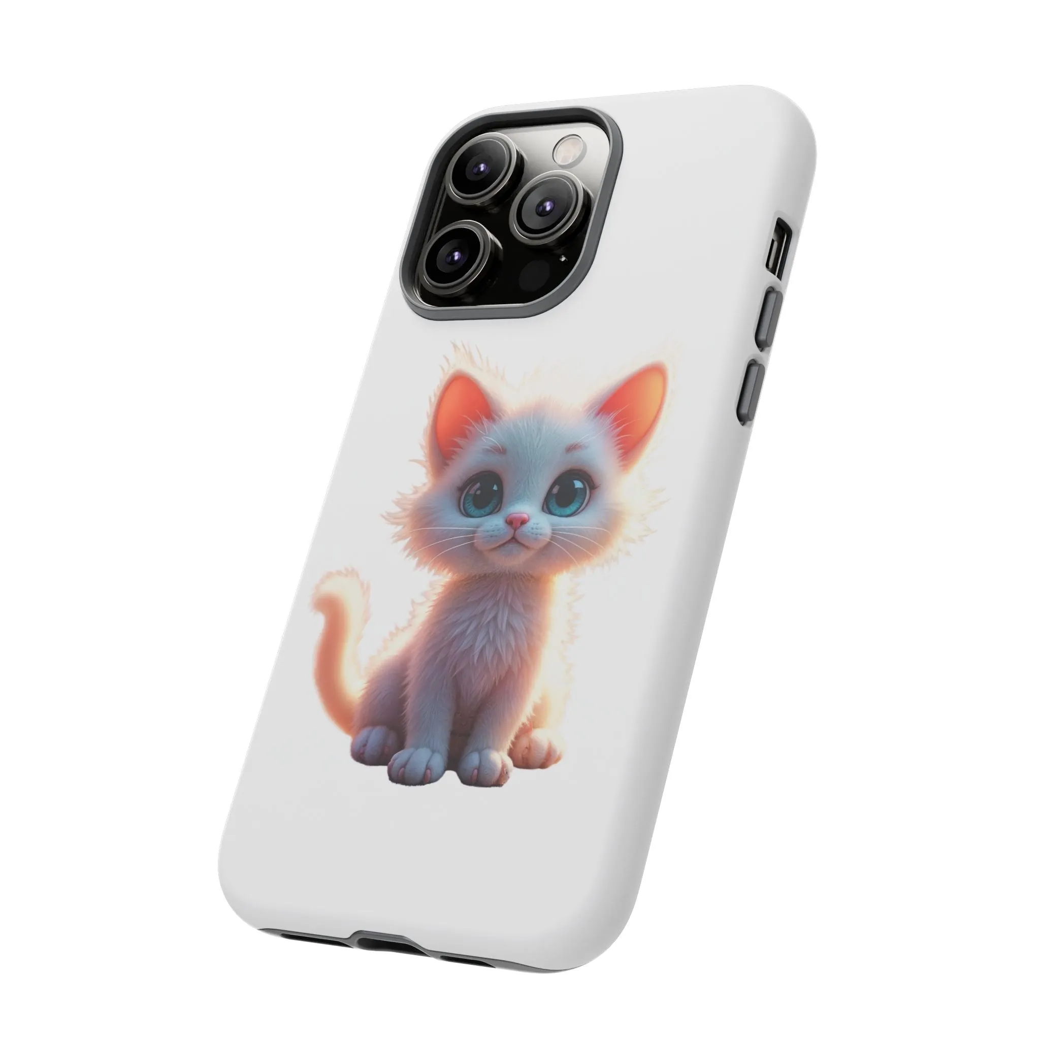 Tough Cases -  iPhone, Samsung Galaxy, and Google Pixel devices with premium-quality custom protective phone cases. A cute white kitten sitting up with blue eyes