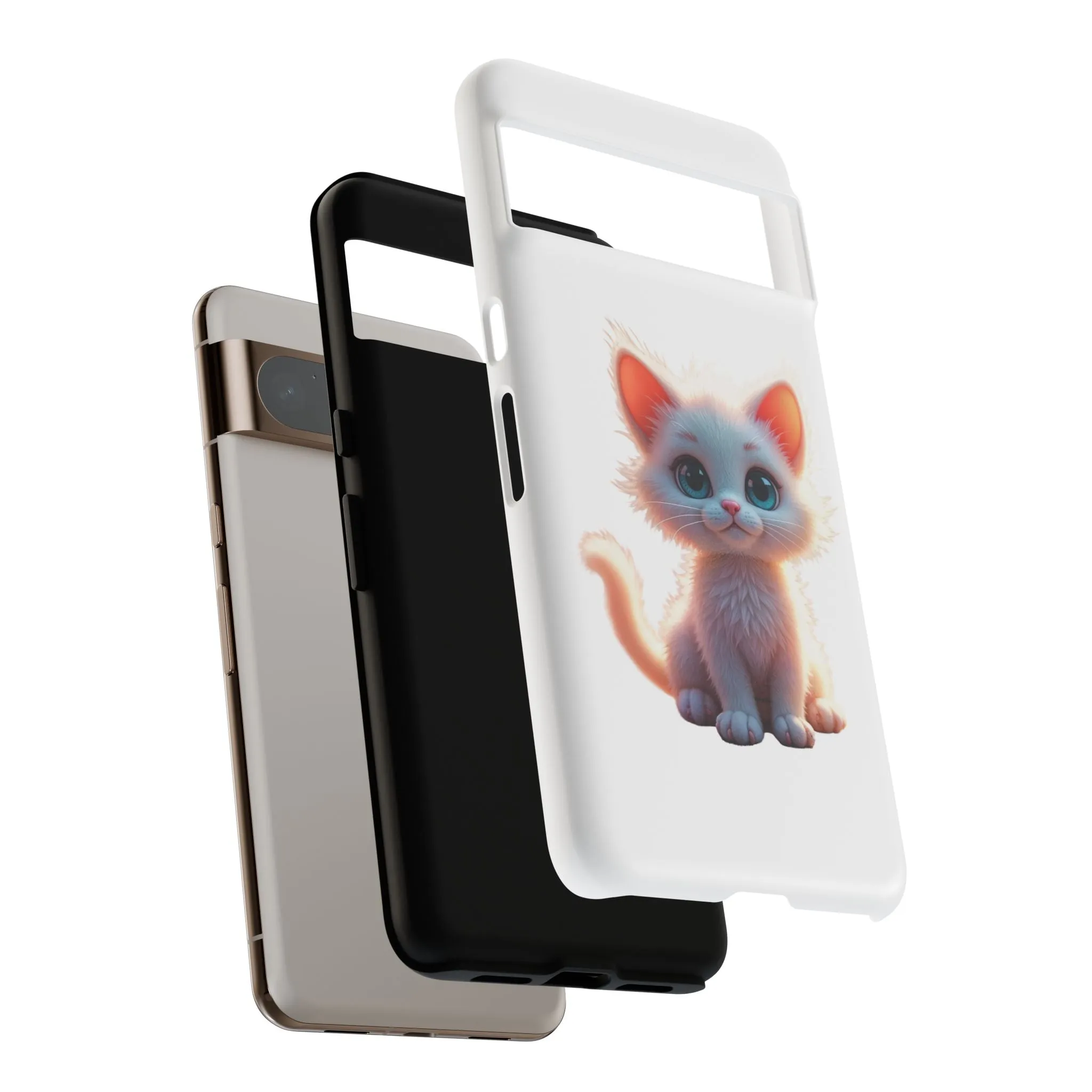 Tough Cases -  iPhone, Samsung Galaxy, and Google Pixel devices with premium-quality custom protective phone cases. A cute white kitten sitting up with blue eyes