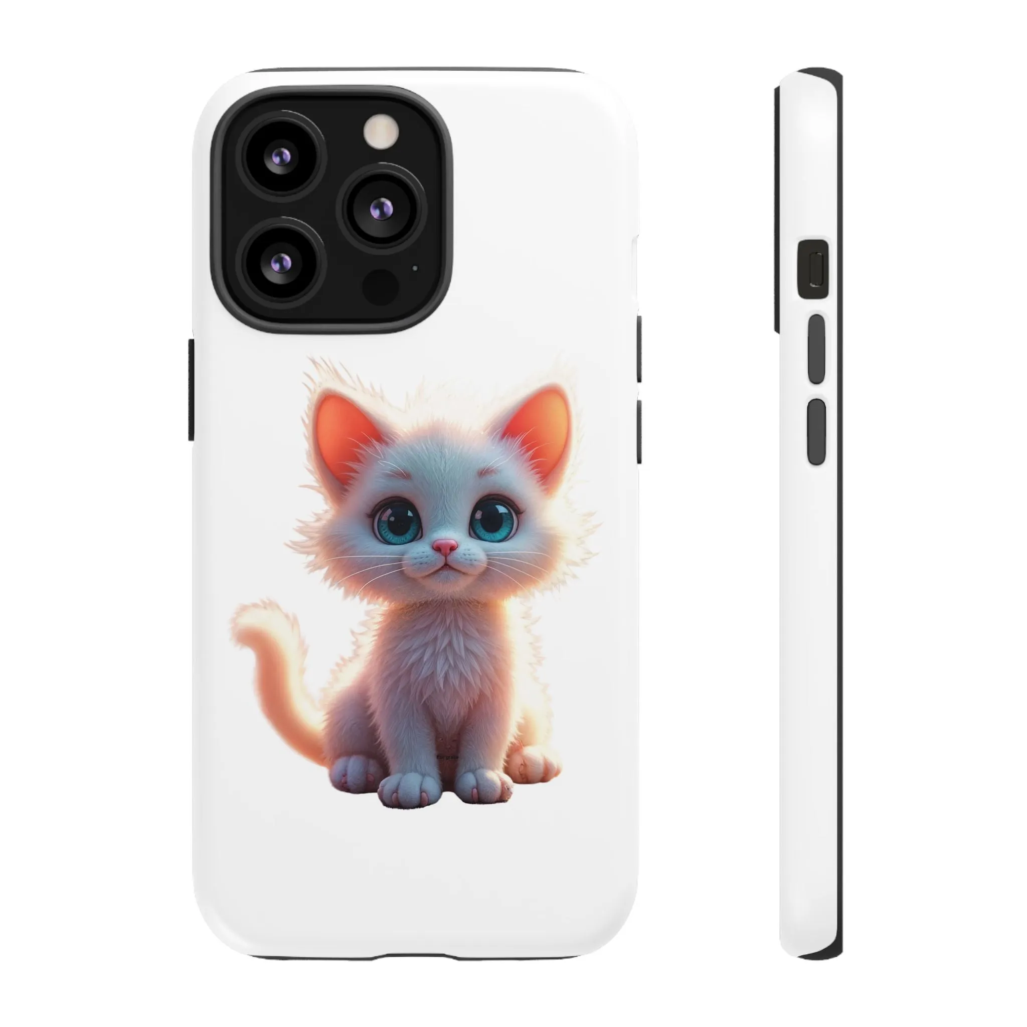 Tough Cases -  iPhone, Samsung Galaxy, and Google Pixel devices with premium-quality custom protective phone cases. A cute white kitten sitting up with blue eyes