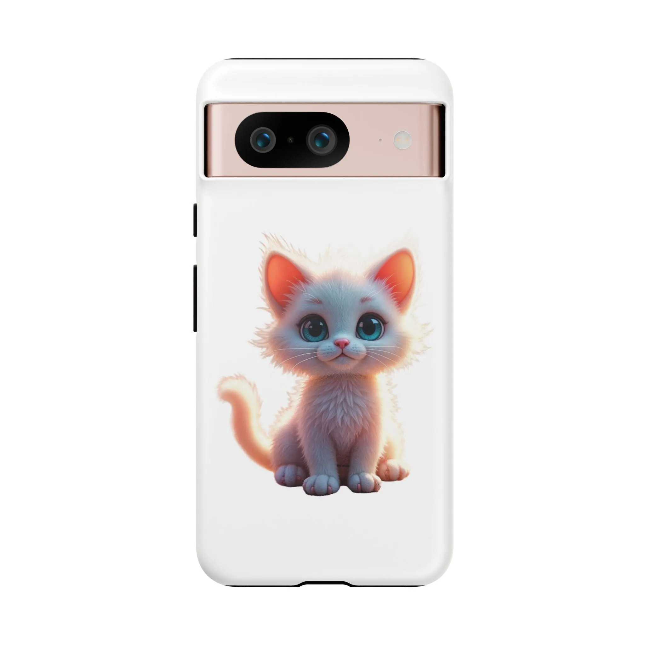 Tough Cases -  iPhone, Samsung Galaxy, and Google Pixel devices with premium-quality custom protective phone cases. A cute white kitten sitting up with blue eyes