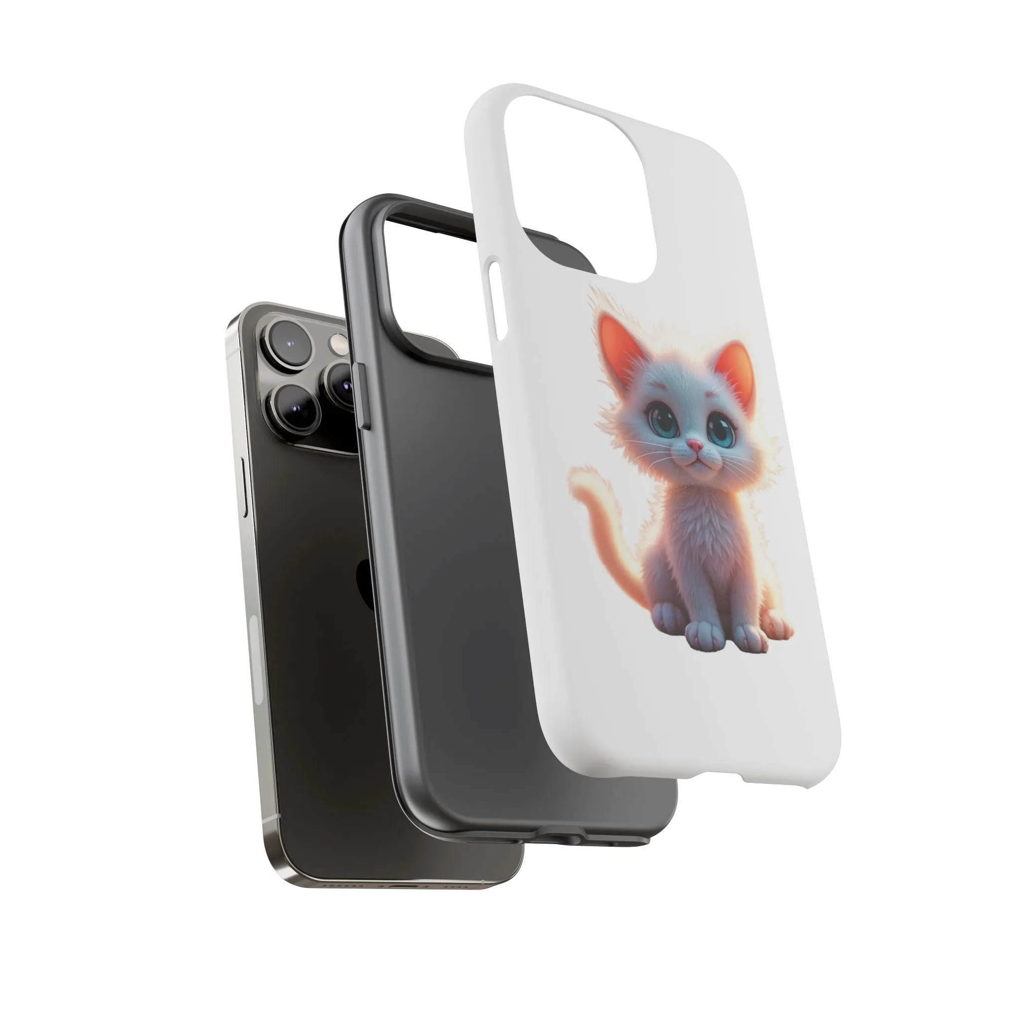 Tough Cases -  iPhone, Samsung Galaxy, and Google Pixel devices with premium-quality custom protective phone cases. A cute white kitten sitting up with blue eyes
