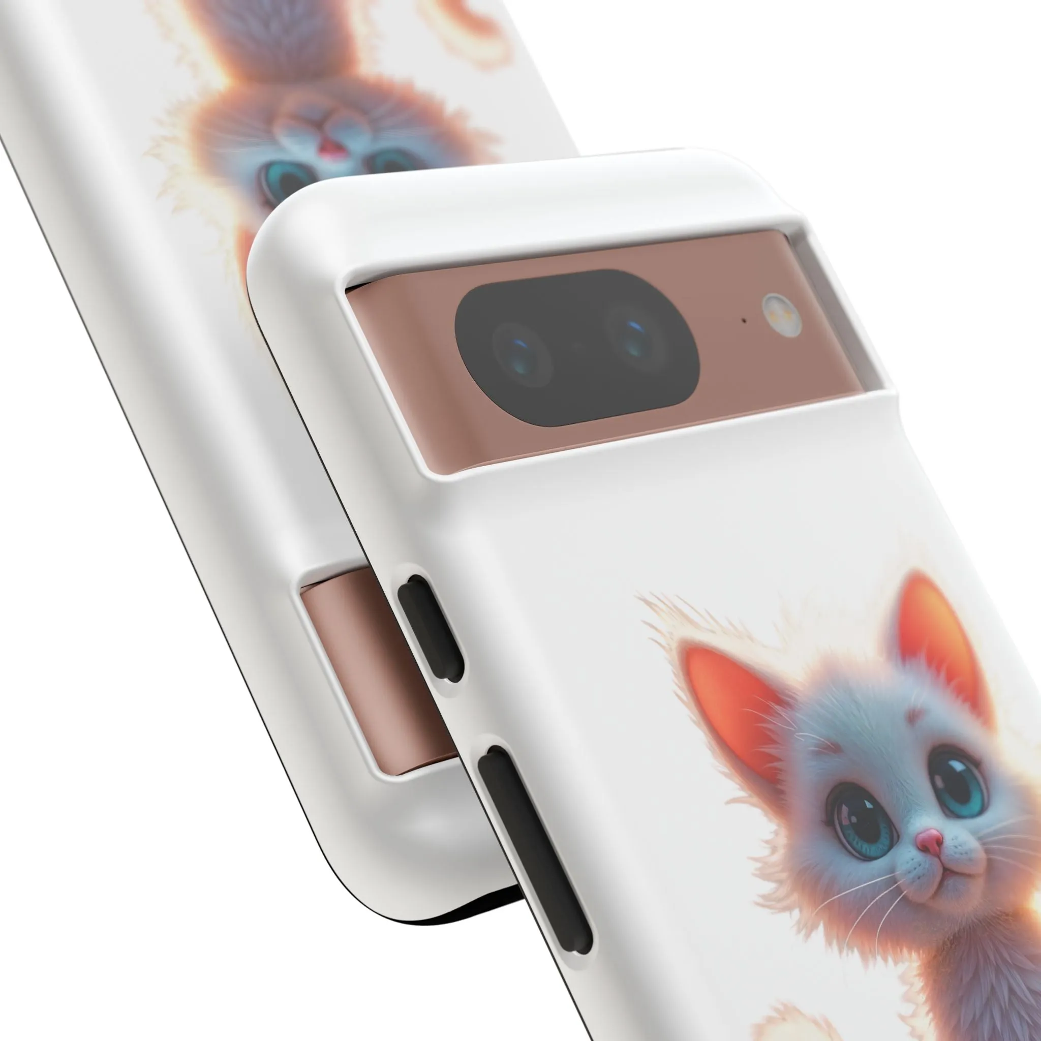 Tough Cases -  iPhone, Samsung Galaxy, and Google Pixel devices with premium-quality custom protective phone cases. A cute white kitten sitting up with blue eyes