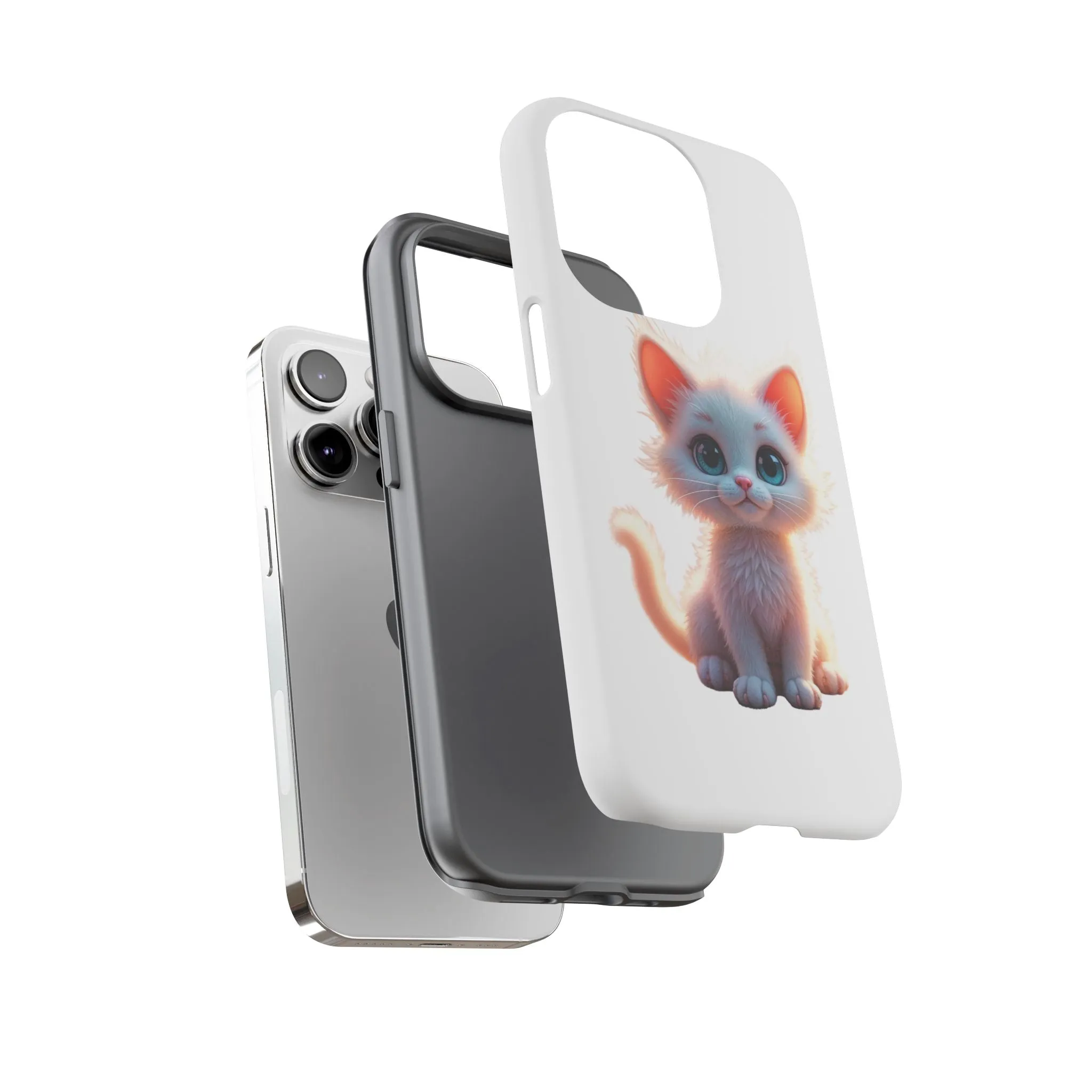 Tough Cases -  iPhone, Samsung Galaxy, and Google Pixel devices with premium-quality custom protective phone cases. A cute white kitten sitting up with blue eyes