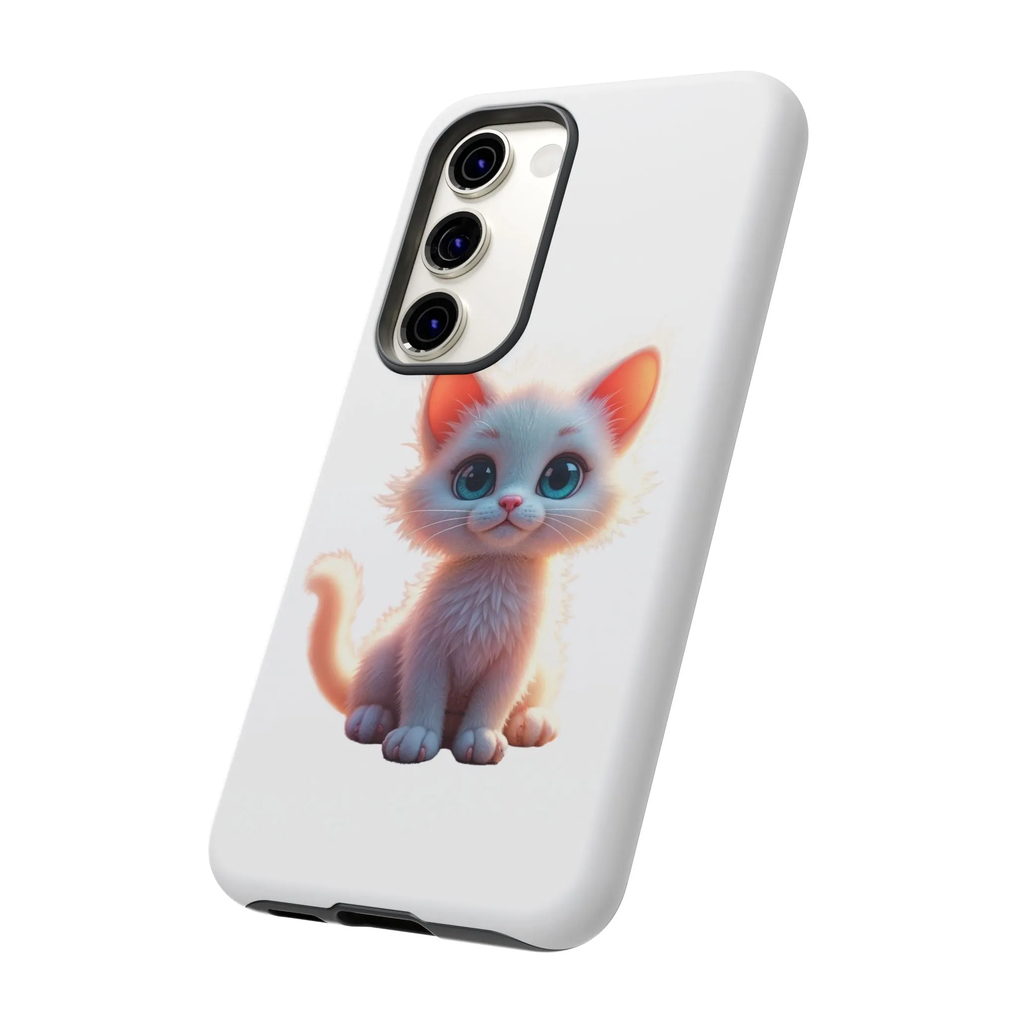 Tough Cases -  iPhone, Samsung Galaxy, and Google Pixel devices with premium-quality custom protective phone cases. A cute white kitten sitting up with blue eyes