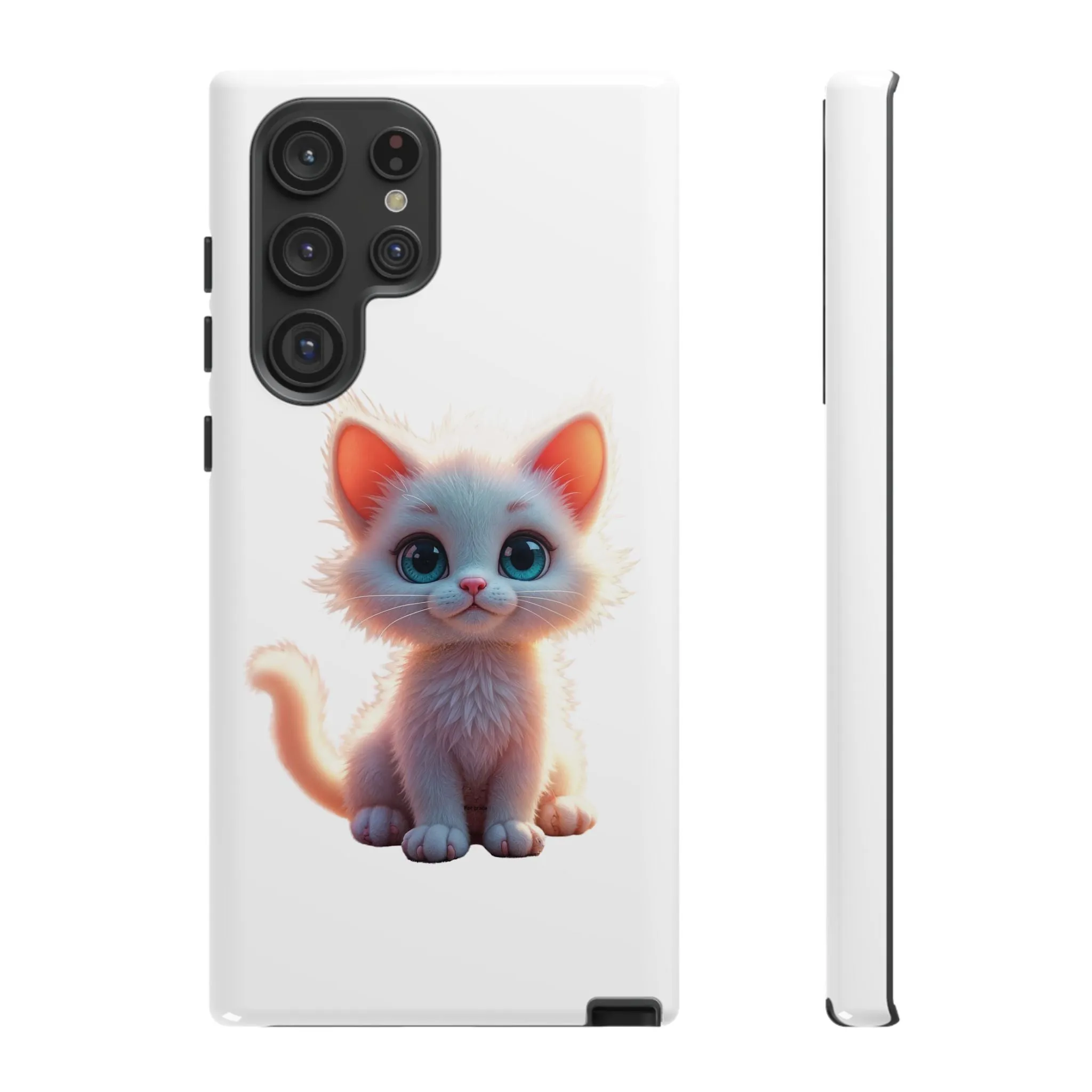 Tough Cases -  iPhone, Samsung Galaxy, and Google Pixel devices with premium-quality custom protective phone cases. A cute white kitten sitting up with blue eyes