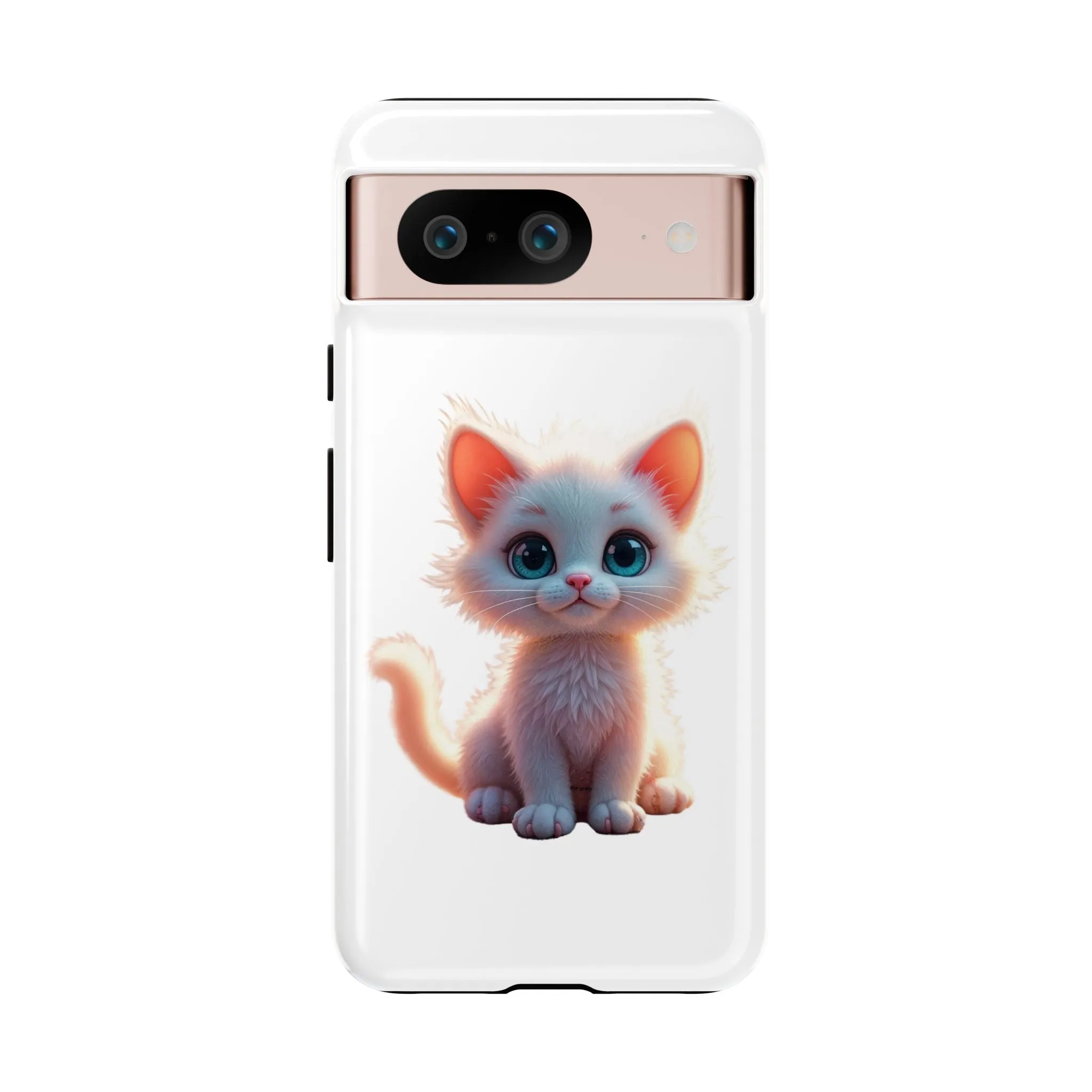 Tough Cases -  iPhone, Samsung Galaxy, and Google Pixel devices with premium-quality custom protective phone cases. A cute white kitten sitting up with blue eyes