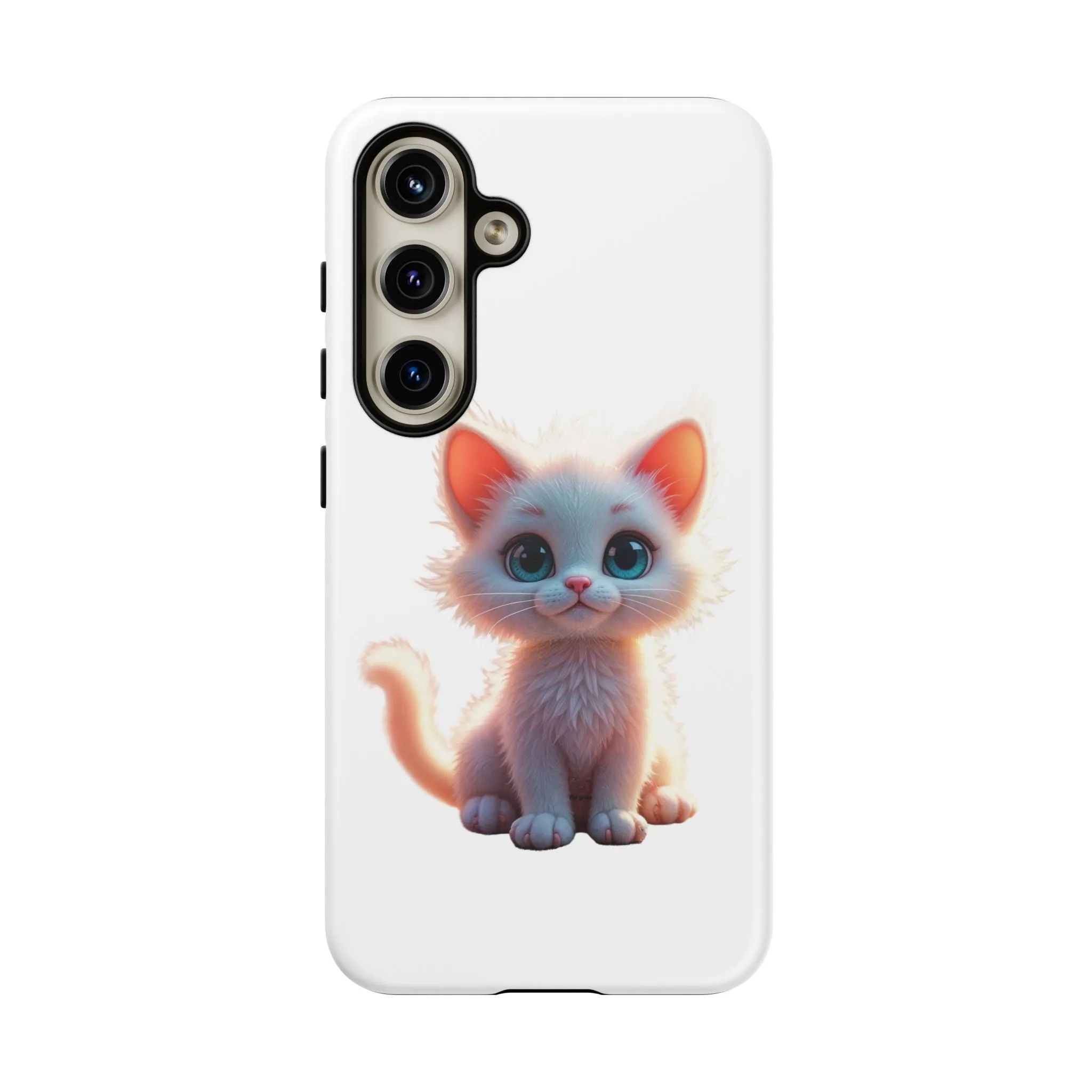 Tough Cases -  iPhone, Samsung Galaxy, and Google Pixel devices with premium-quality custom protective phone cases. A cute white kitten sitting up with blue eyes