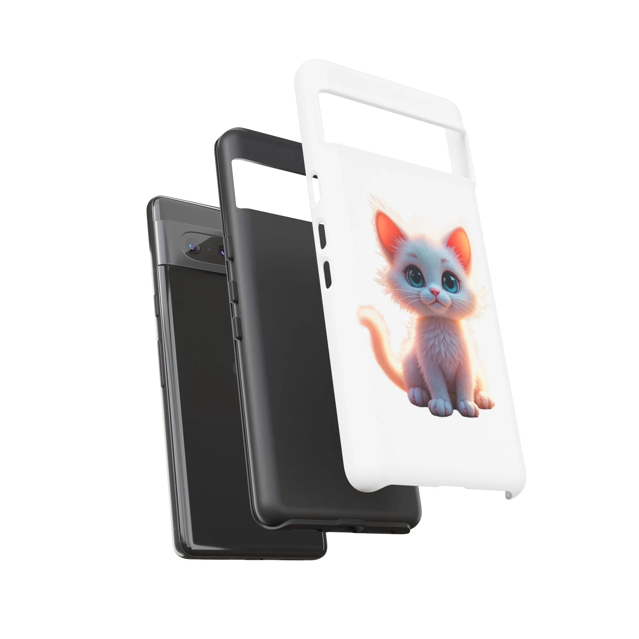 Tough Cases -  iPhone, Samsung Galaxy, and Google Pixel devices with premium-quality custom protective phone cases. A cute white kitten sitting up with blue eyes