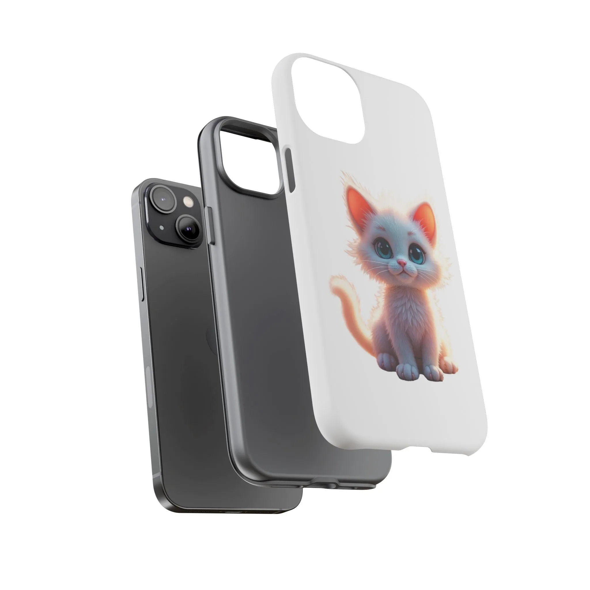 Tough Cases -  iPhone, Samsung Galaxy, and Google Pixel devices with premium-quality custom protective phone cases. A cute white kitten sitting up with blue eyes