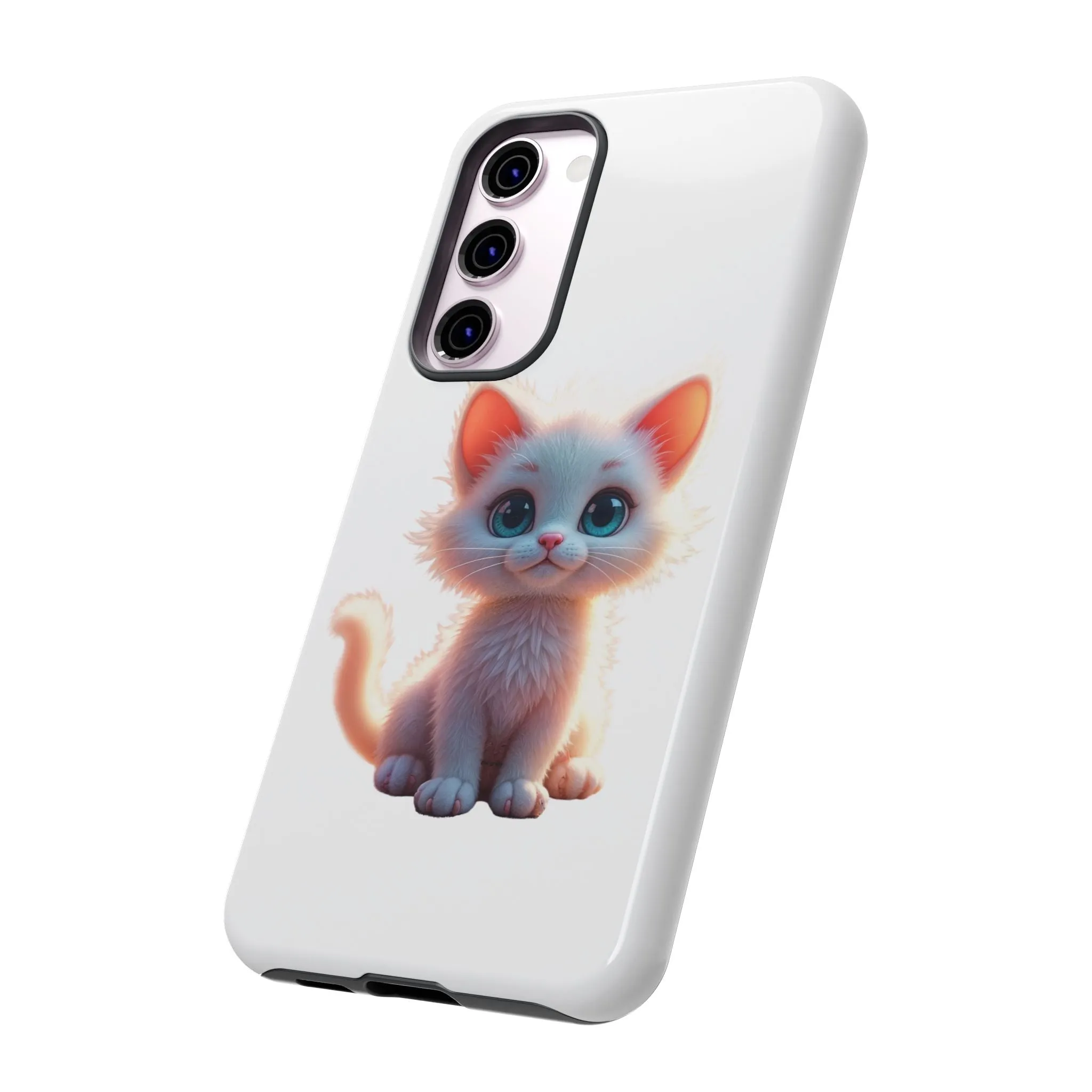 Tough Cases -  iPhone, Samsung Galaxy, and Google Pixel devices with premium-quality custom protective phone cases. A cute white kitten sitting up with blue eyes
